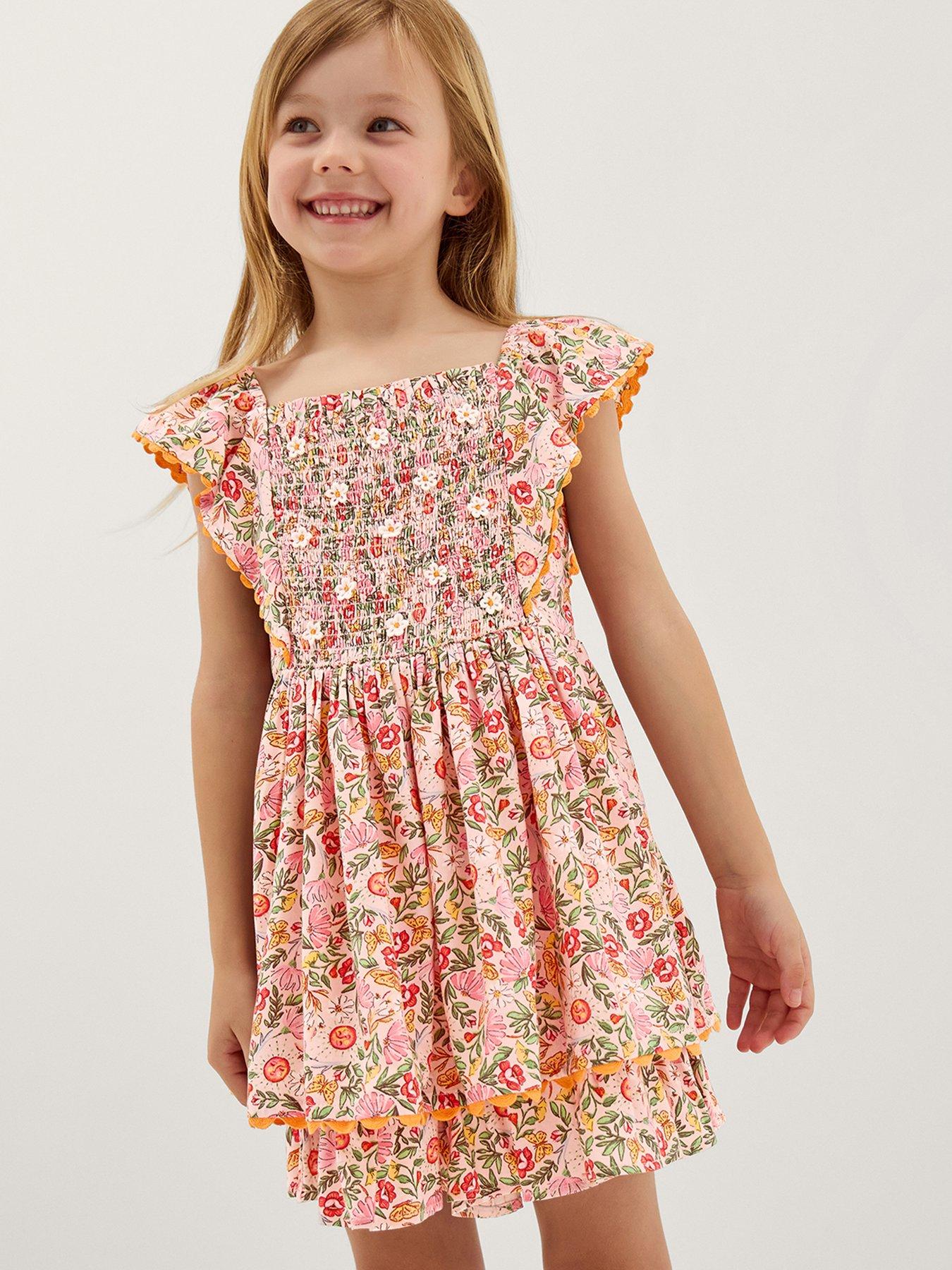 Monsoon Girls Summer Solistice Printed Viscose Playsuit - Pink