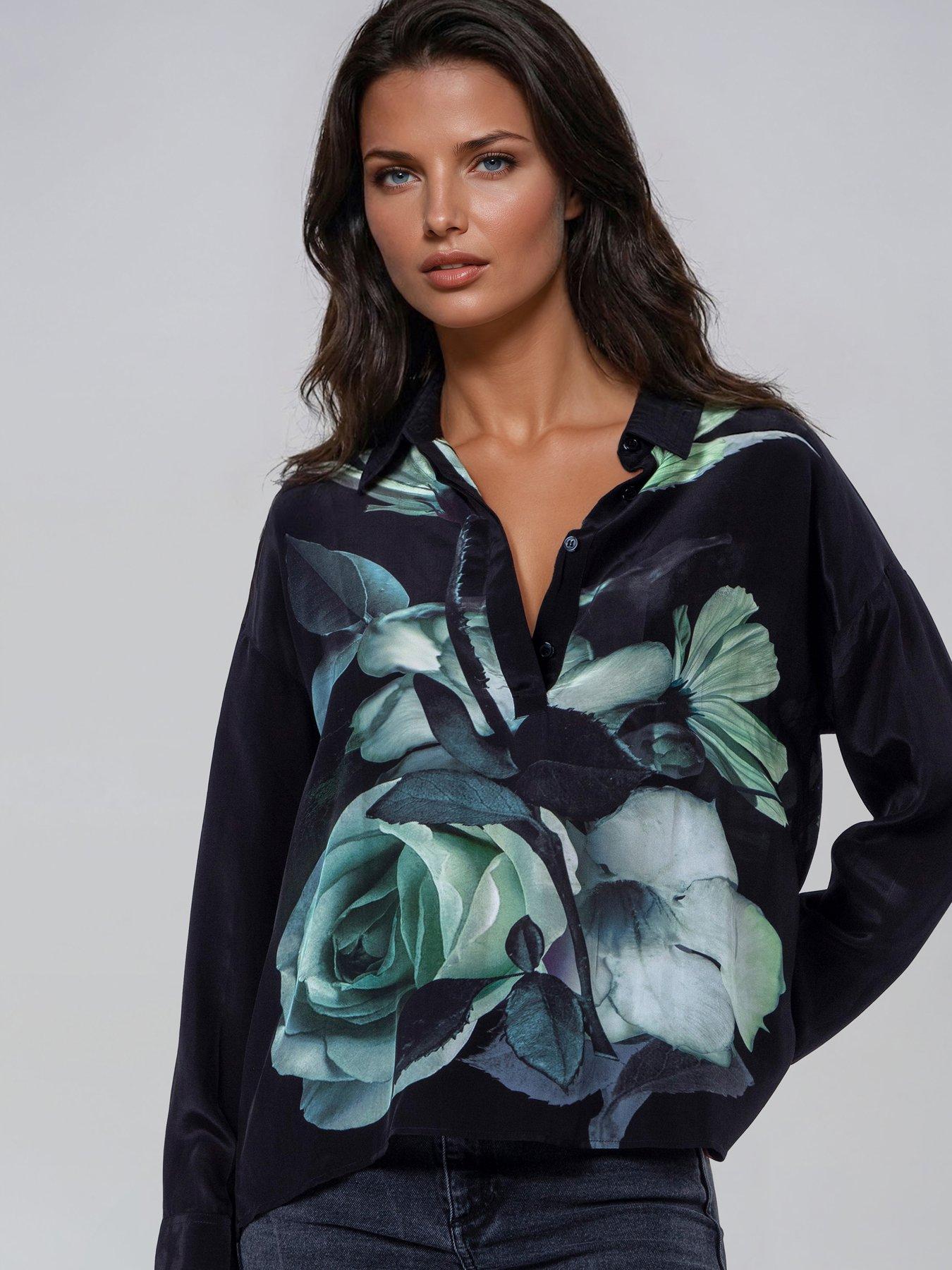 Religion Floral Print Rose Shirt - Rose Green