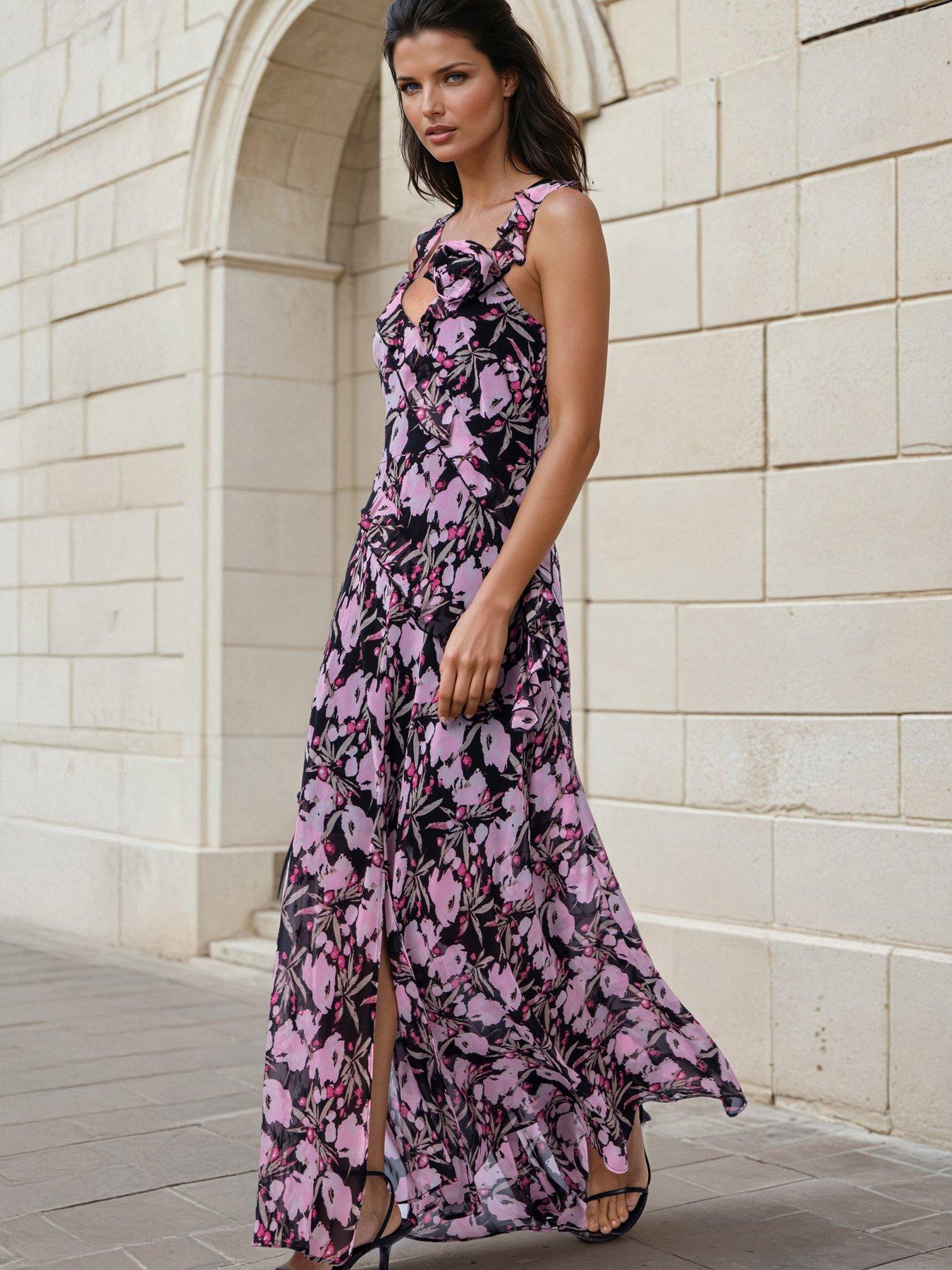 Religion Floral Prime Print Ruffle Dream Maxi Dress - Pink