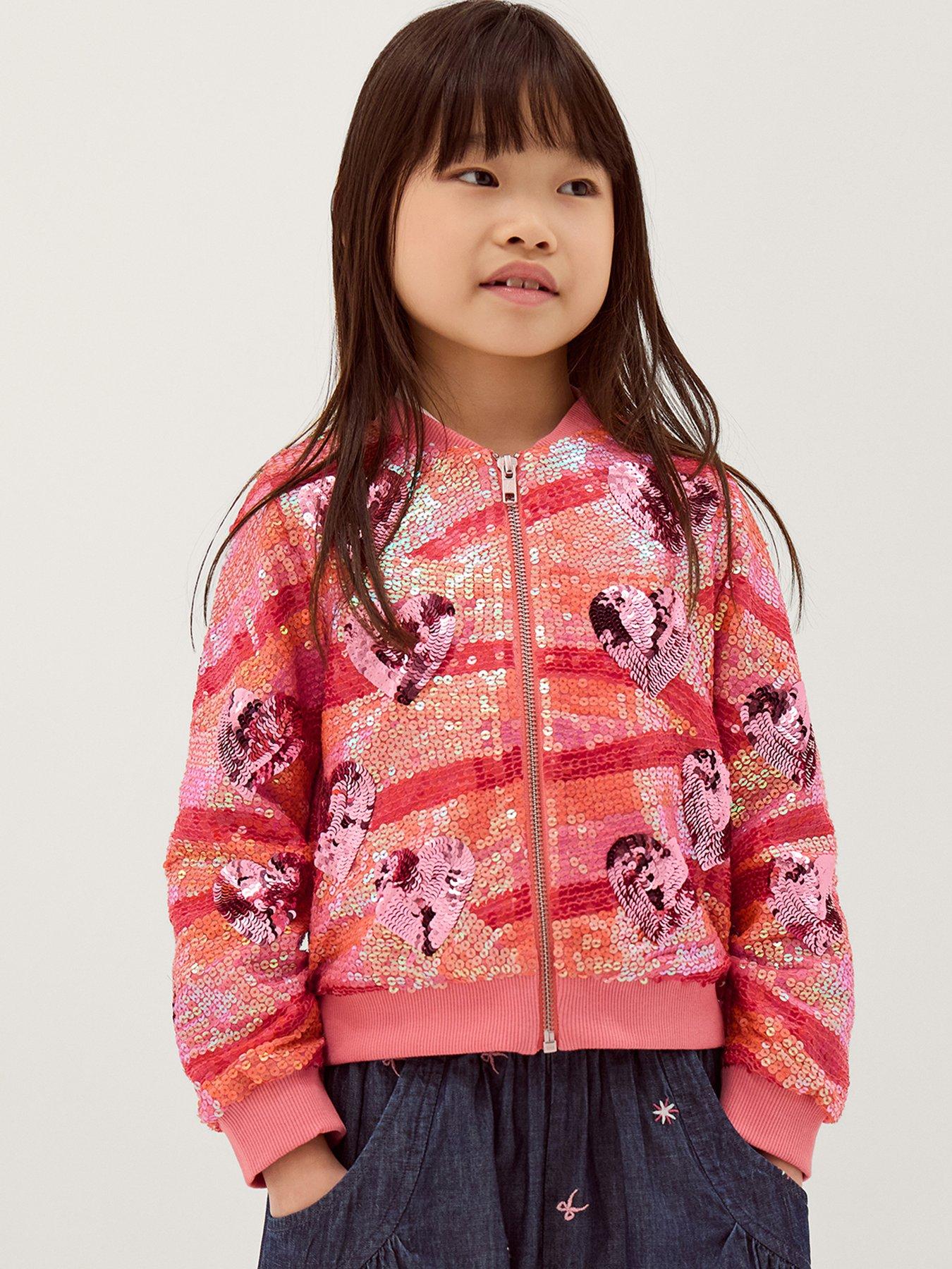Image 1 of 4 of Monsoon Girls Summer Solstice Sequin Bomber Jacket - Pink