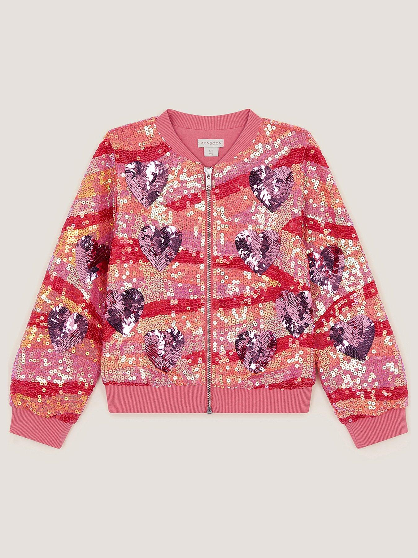 Image 2 of 4 of Monsoon Girls Summer Solstice Sequin Bomber Jacket - Pink