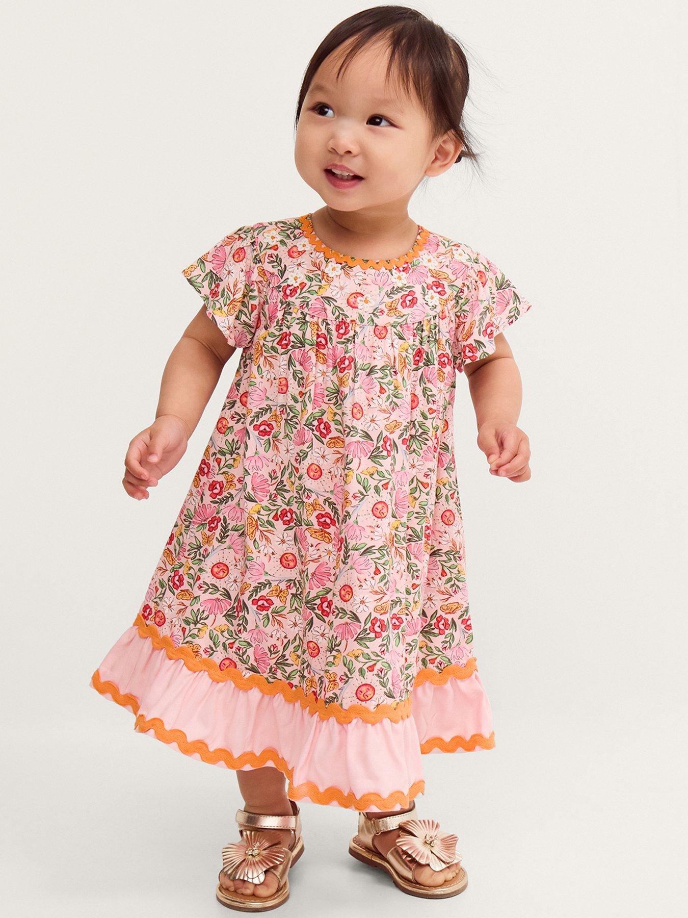 Monsoon Baby Girls Summer Solistice Viscose Dress - Pink