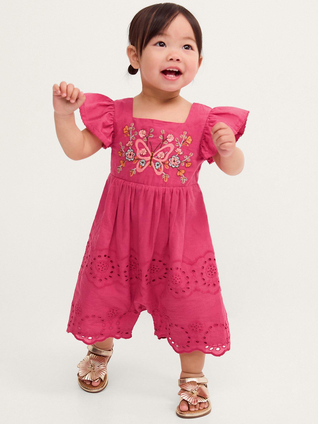 Monsoon Baby Girls Colourblock Butterfly Romper - Pink
