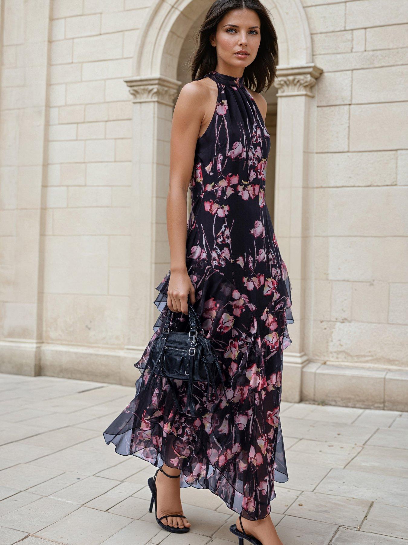 Religion Floral Print Halterneck Maxi Dress - Pink