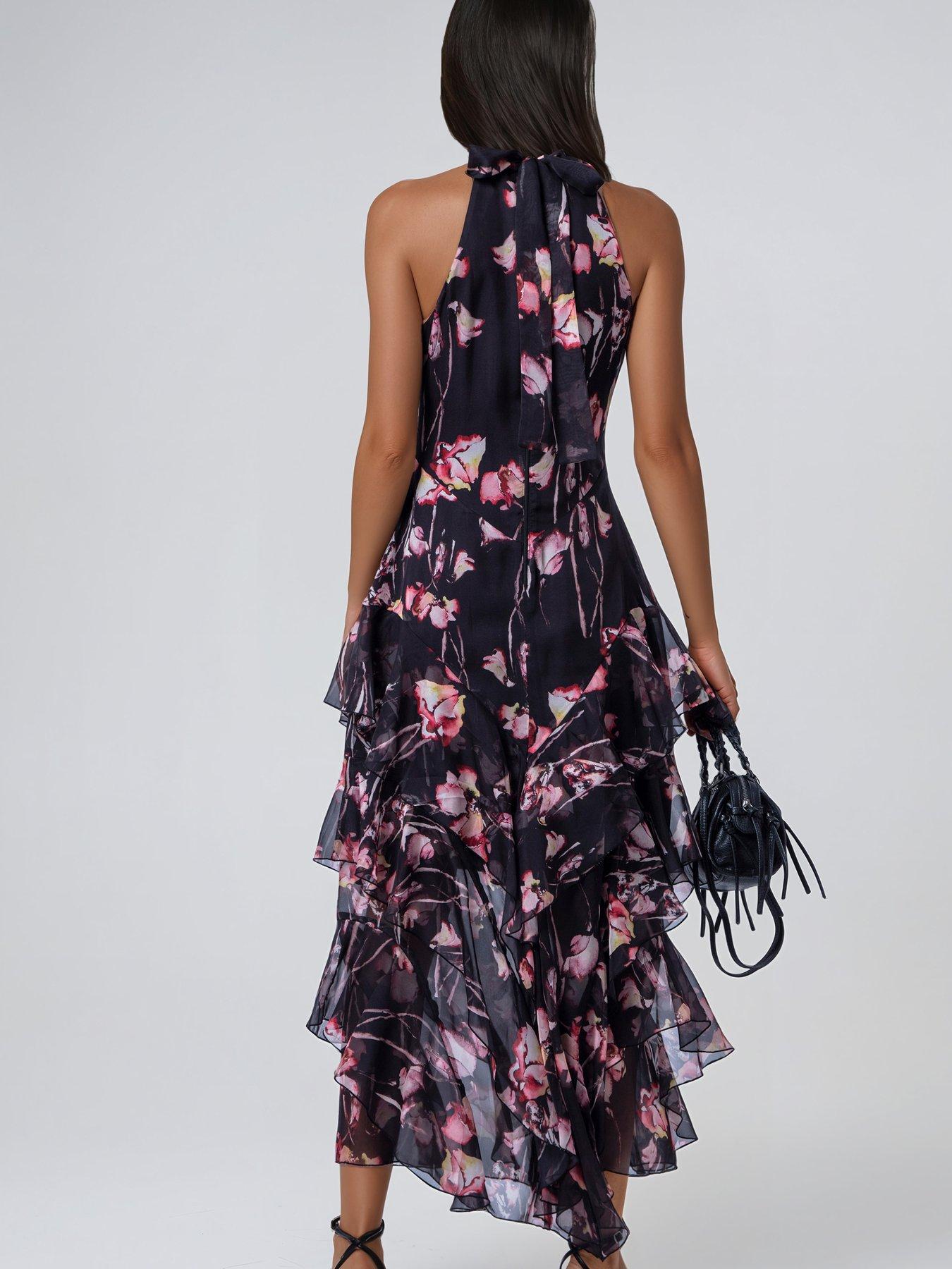 Image 4 of 7 of Religion Floral Print Halterneck Maxi Dress - Pink