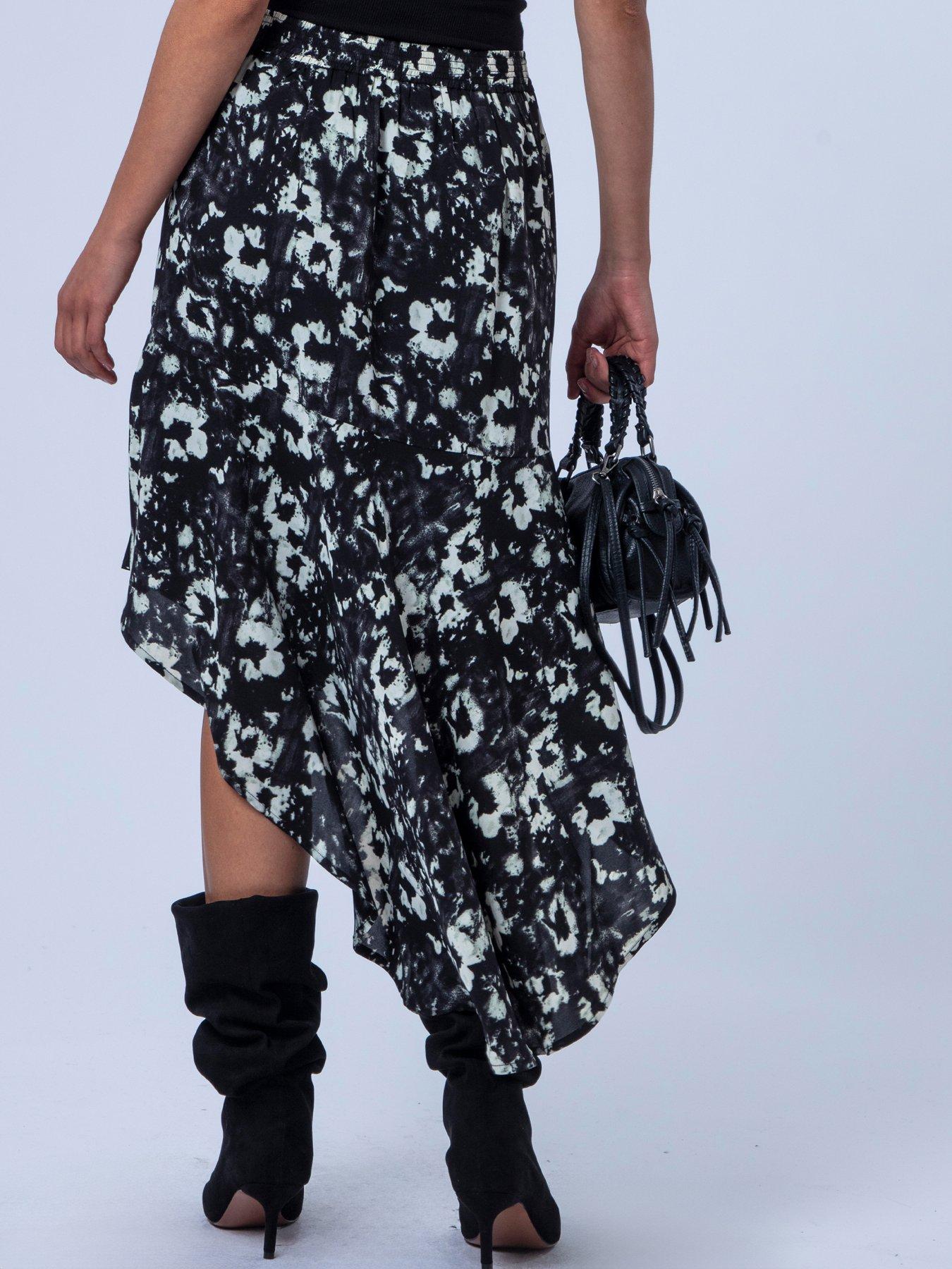 Image 4 of 7 of Religion Flora Print Black Ash Skirt - White