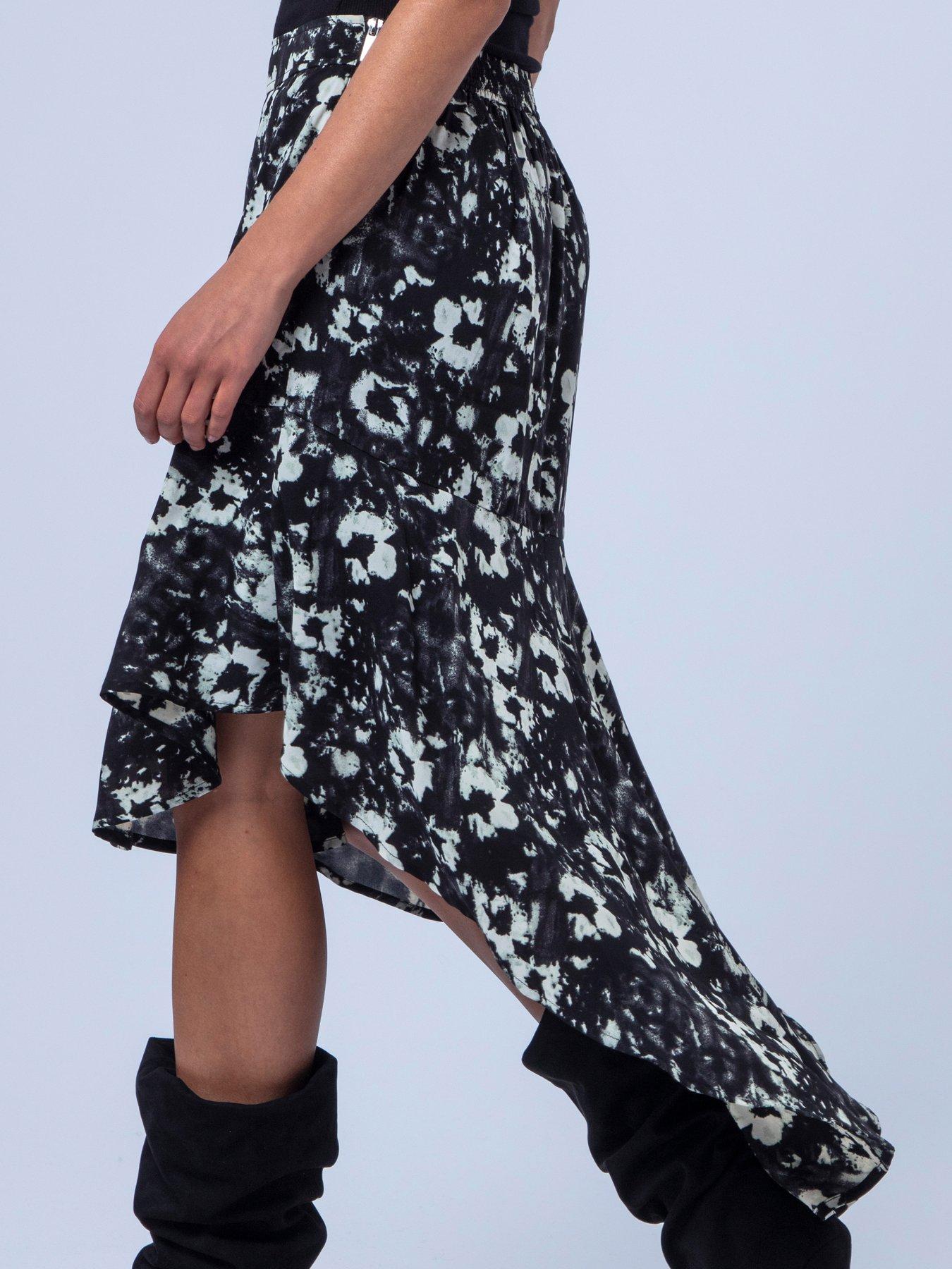 Image 5 of 7 of Religion Flora Print Black Ash Skirt - White