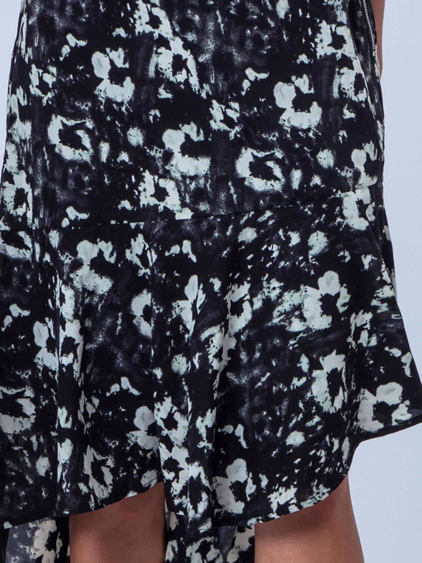 Image 7 of 7 of Religion Flora Print Black Ash Skirt - White