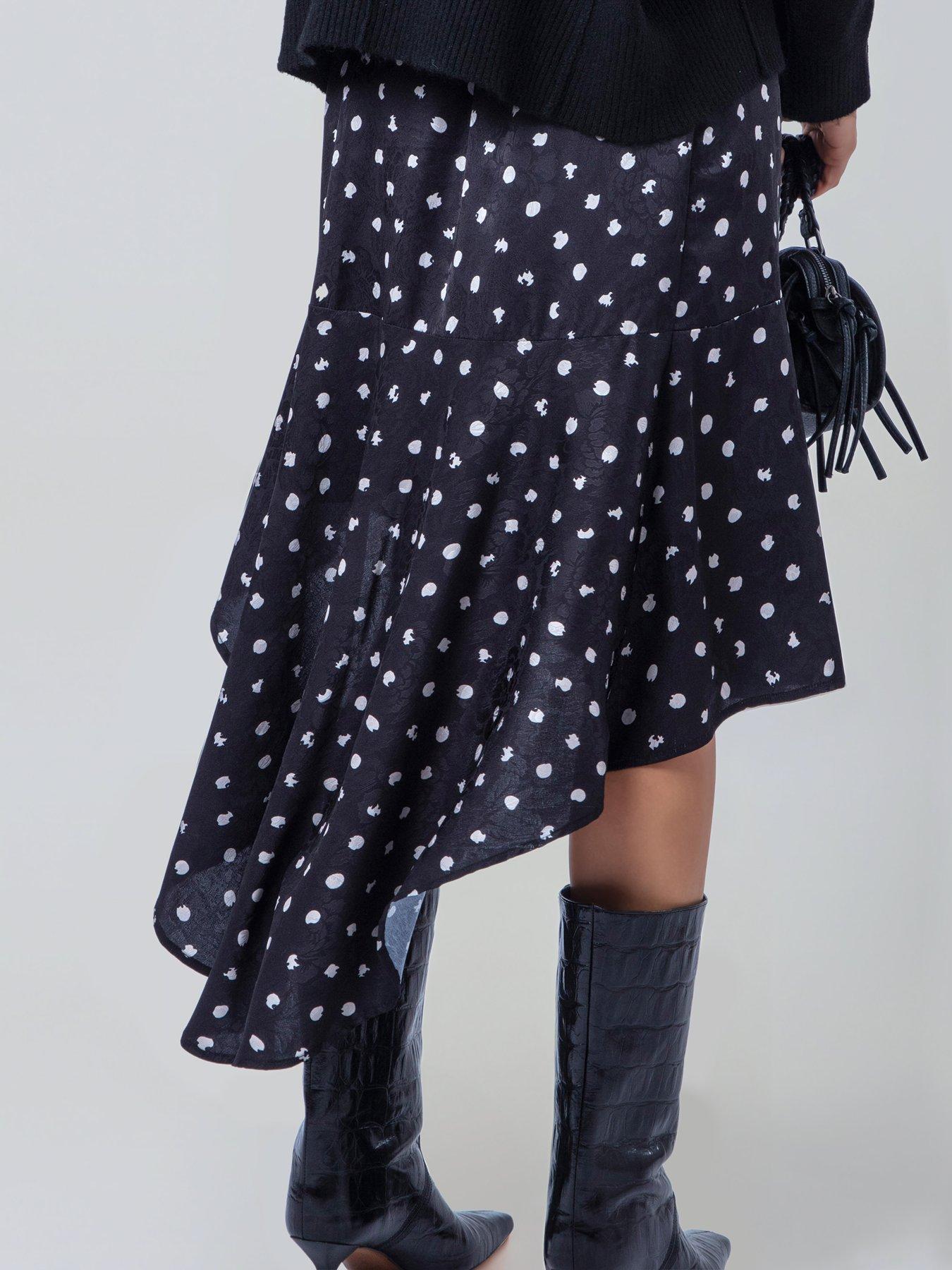 Image 2 of 7 of Religion Dot Print Black Ash Skirt - White
