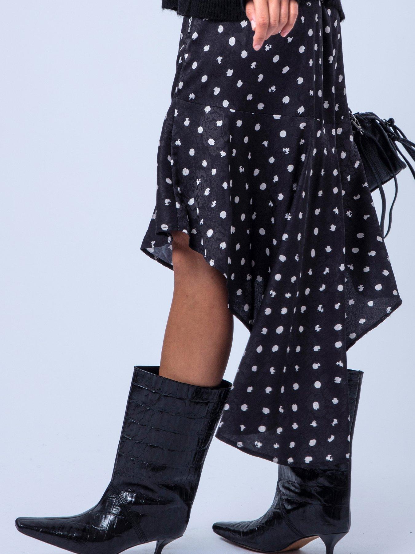 Image 3 of 7 of Religion Dot Print Black Ash Skirt - White