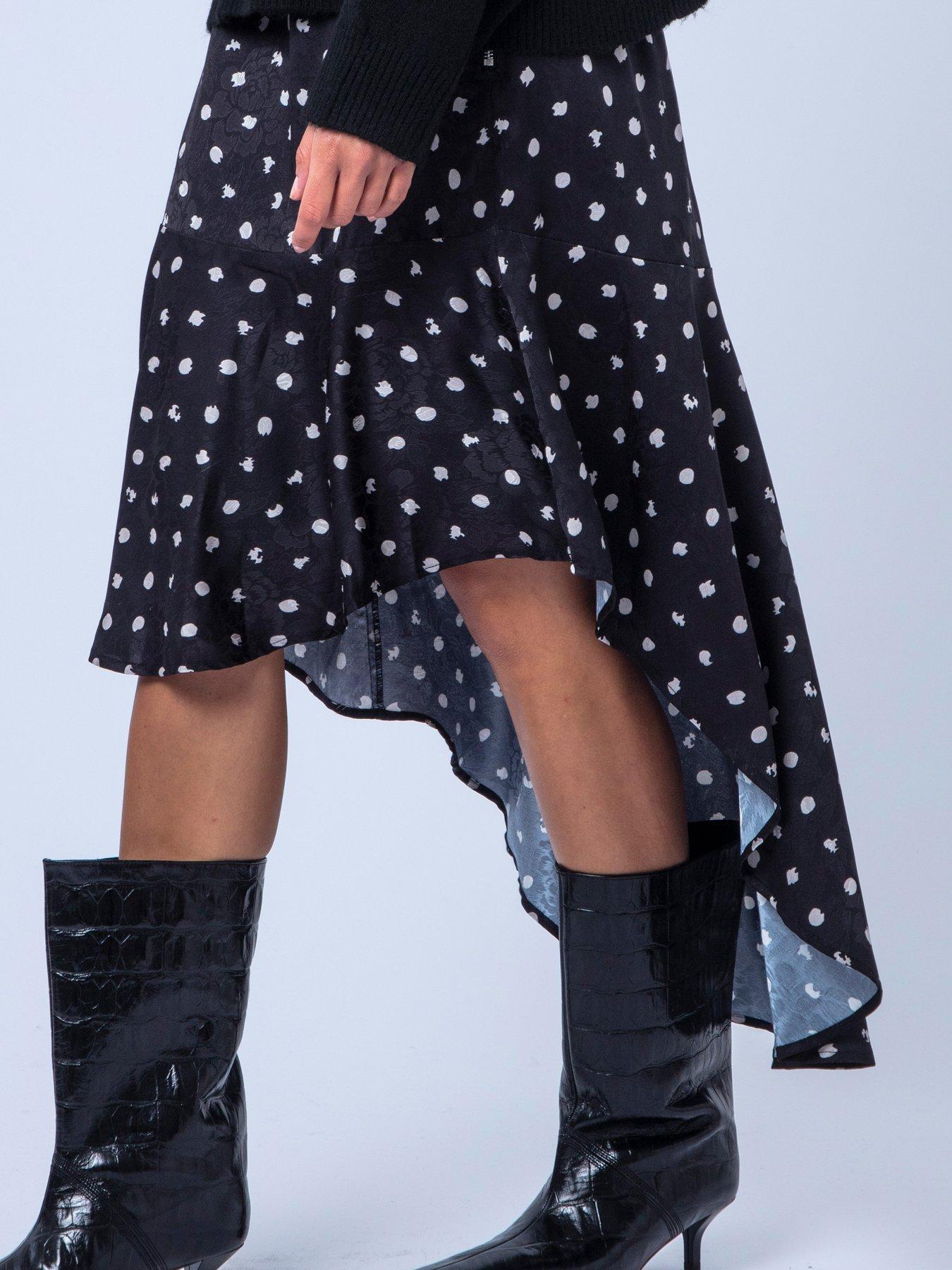 Image 5 of 7 of Religion Dot Print Black Ash Skirt - White