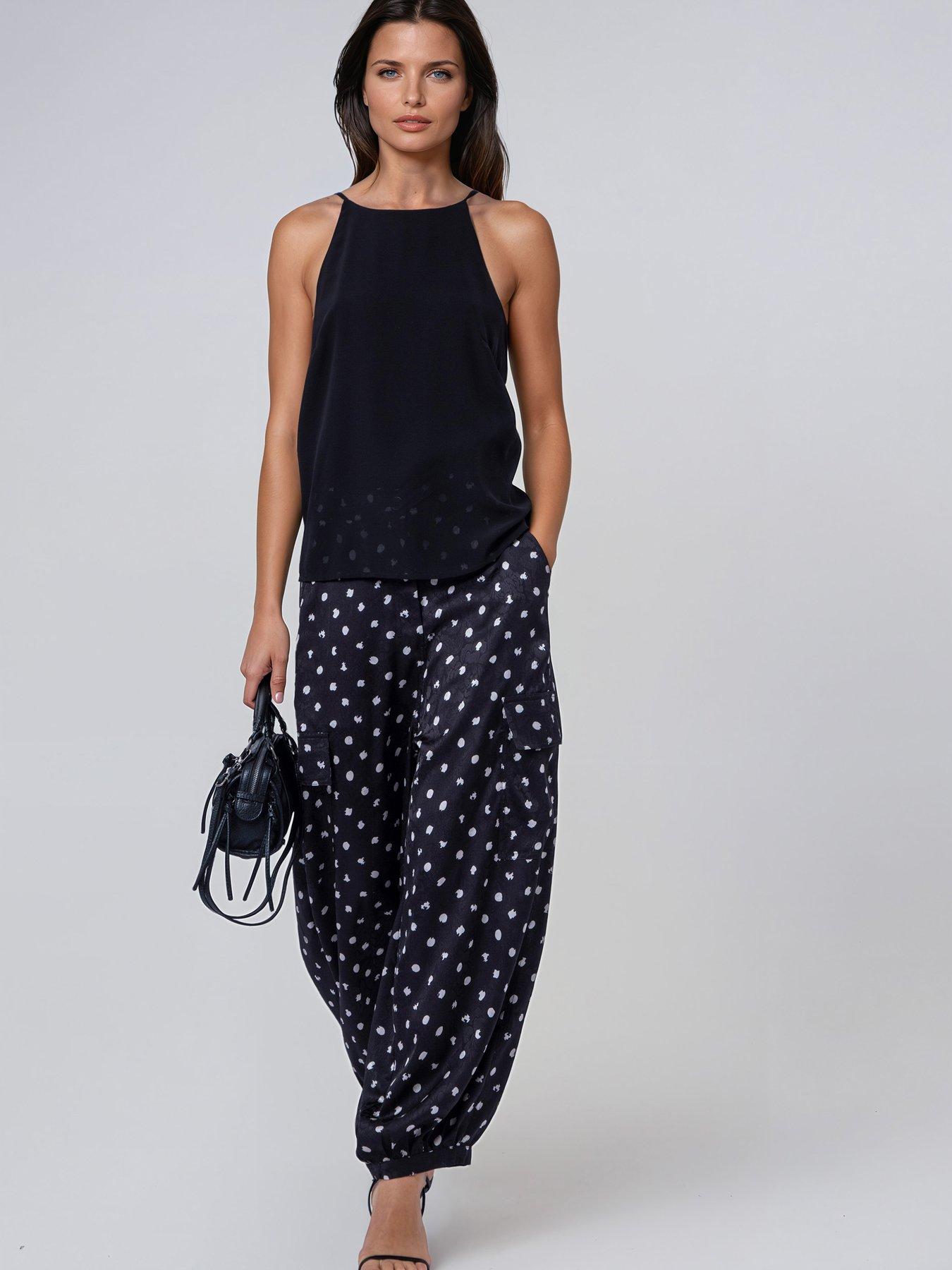 Image 1 of 7 of Religion Dot Print Black Ash Balloon Trousers - White
