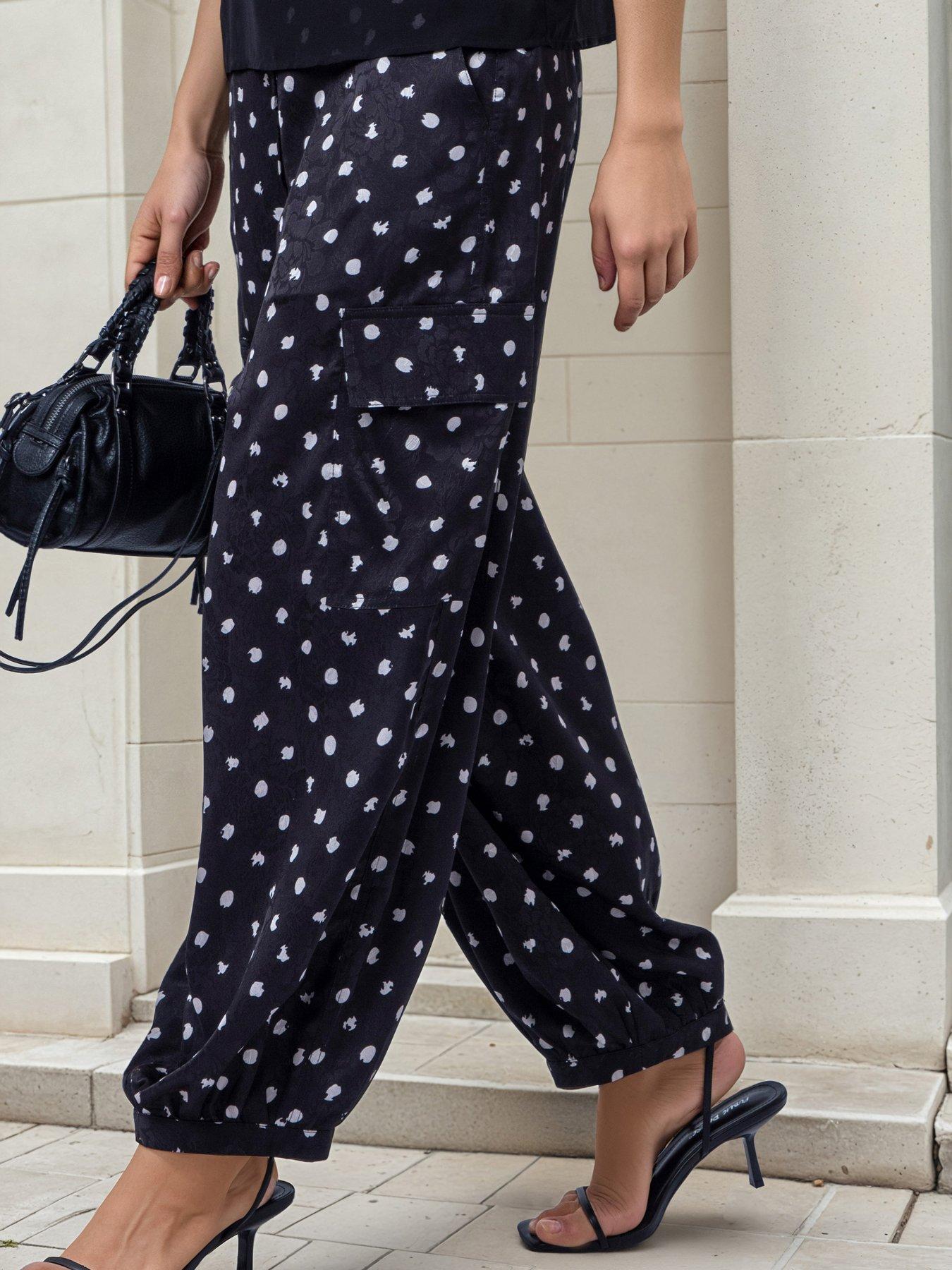 Image 2 of 7 of Religion Dot Print Black Ash Balloon Trousers - White