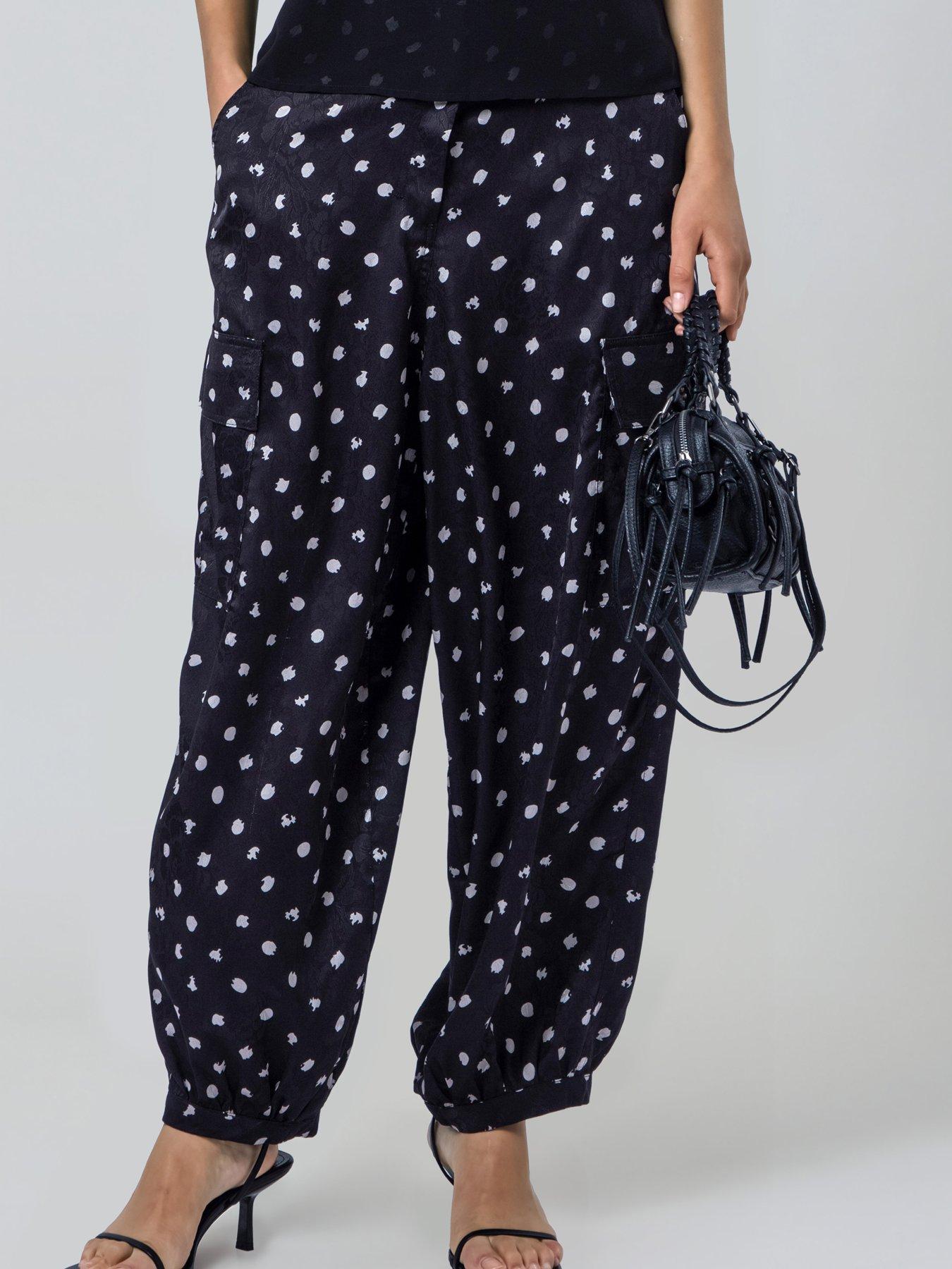 Image 3 of 7 of Religion Dot Print Black Ash Balloon Trousers - White