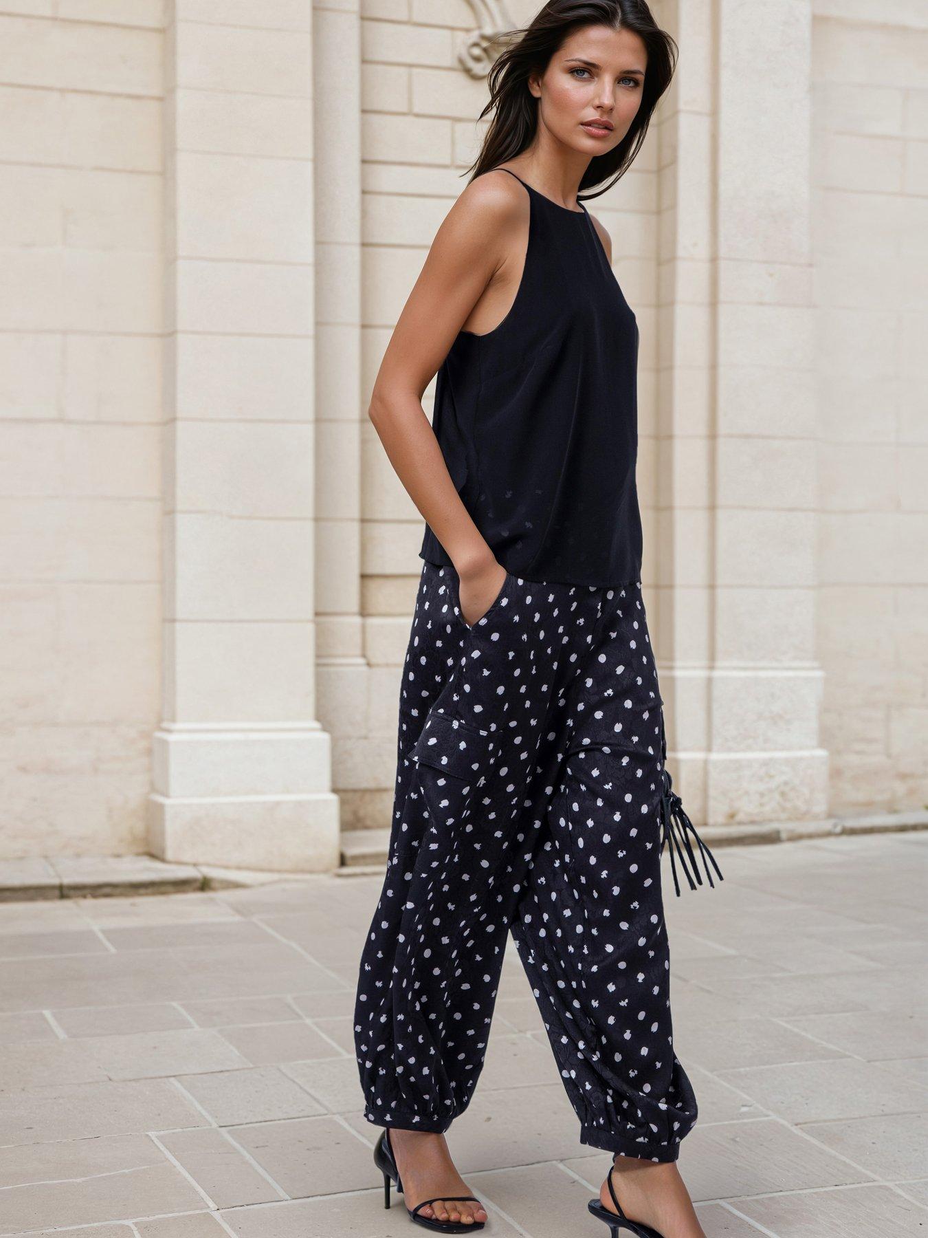 Image 4 of 7 of Religion Dot Print Black Ash Balloon Trousers - White