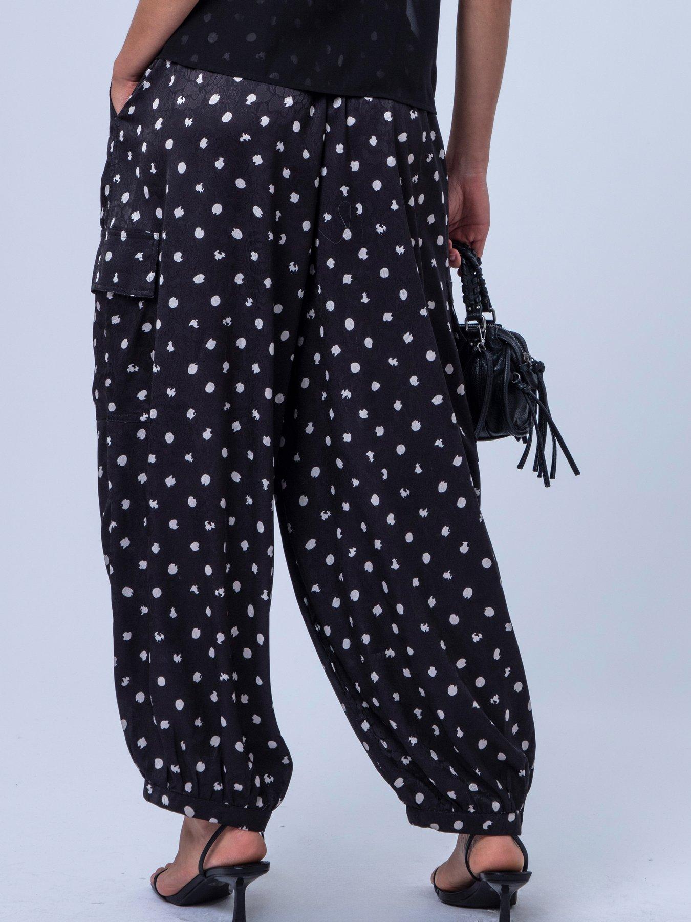 Image 5 of 7 of Religion Dot Print Black Ash Balloon Trousers - White