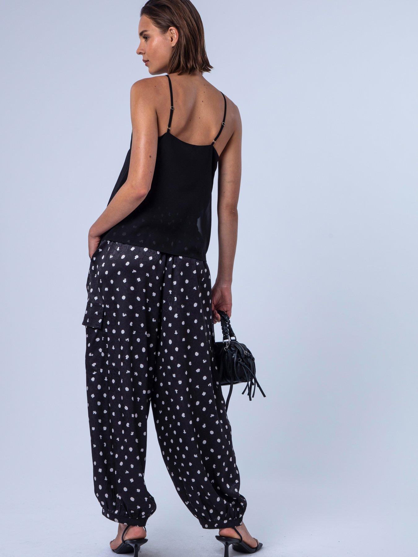 Image 6 of 7 of Religion Dot Print Black Ash Balloon Trousers - White