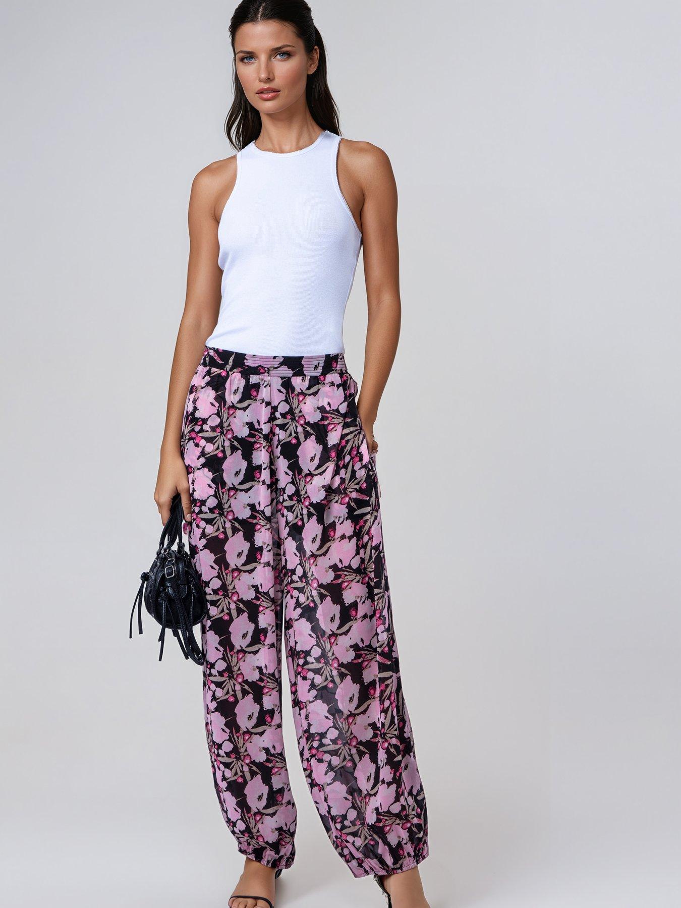 Image 4 of 7 of Religion Floral Prime Print Balloon Helena Trousers - Pink