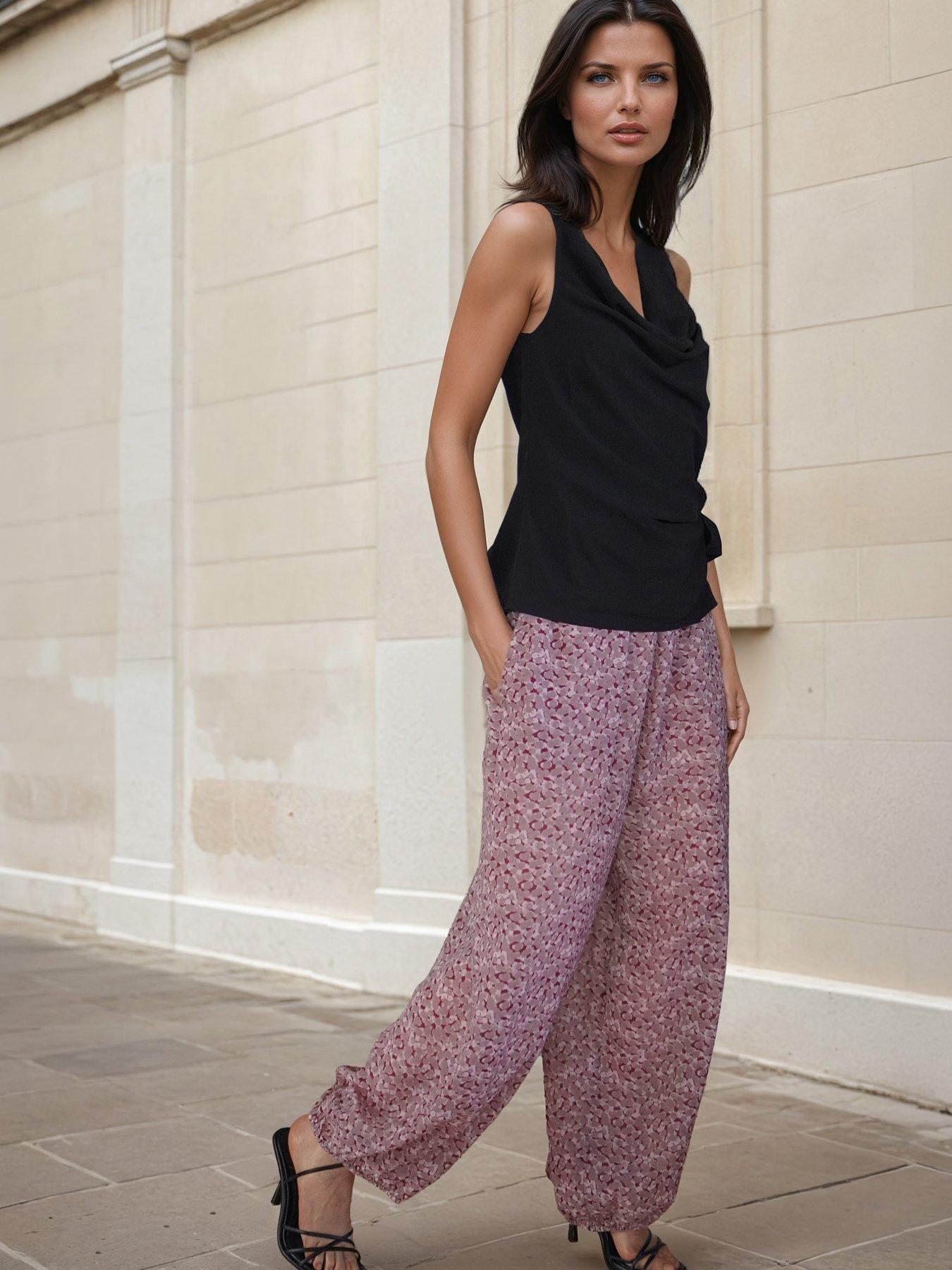Image 6 of 6 of Religion Dot Blend Print Ashes Balloon Helena Trousers - Pink