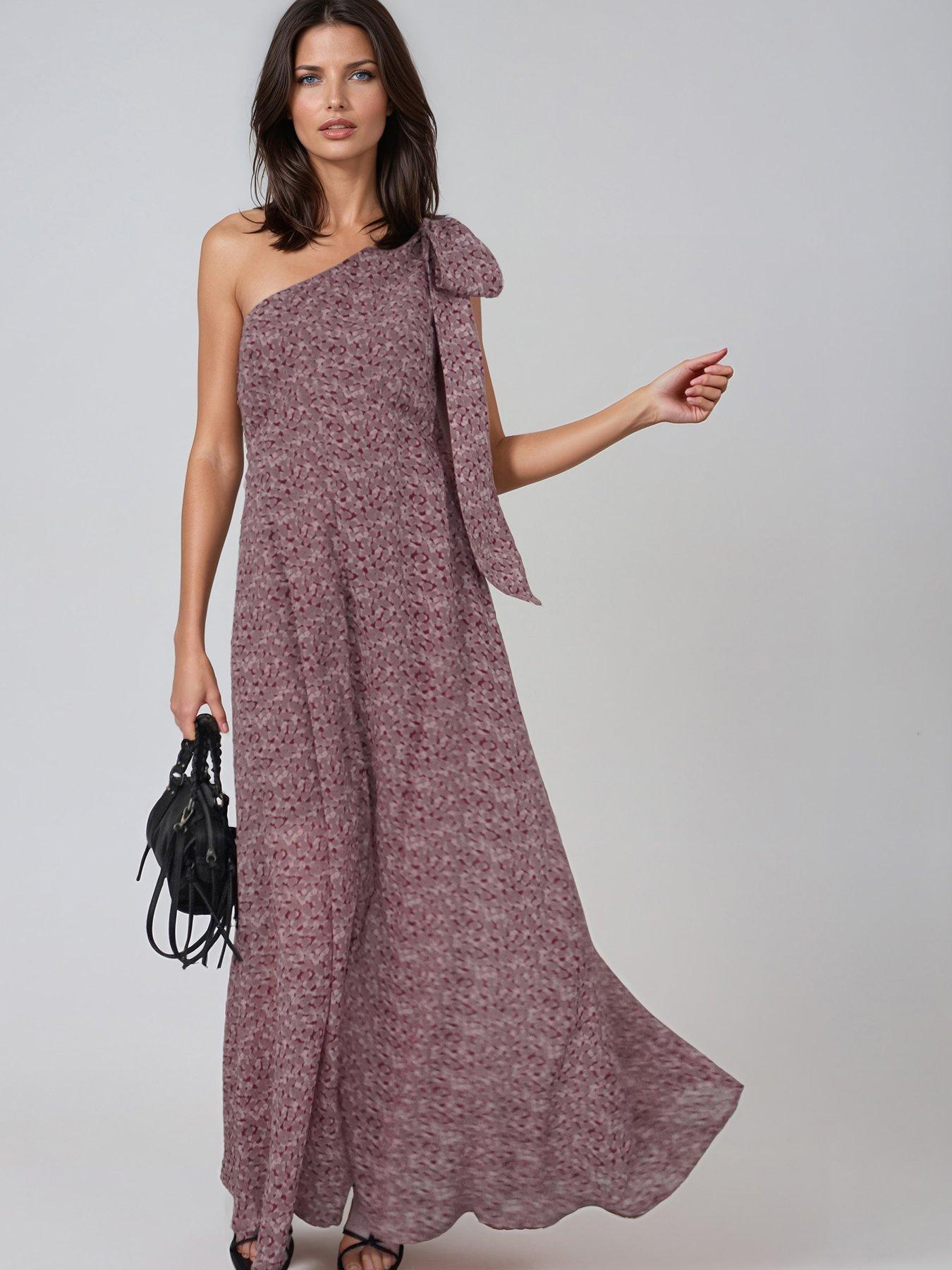 Religion Dot Blend Print Marina One Shoulder Dress - Purple