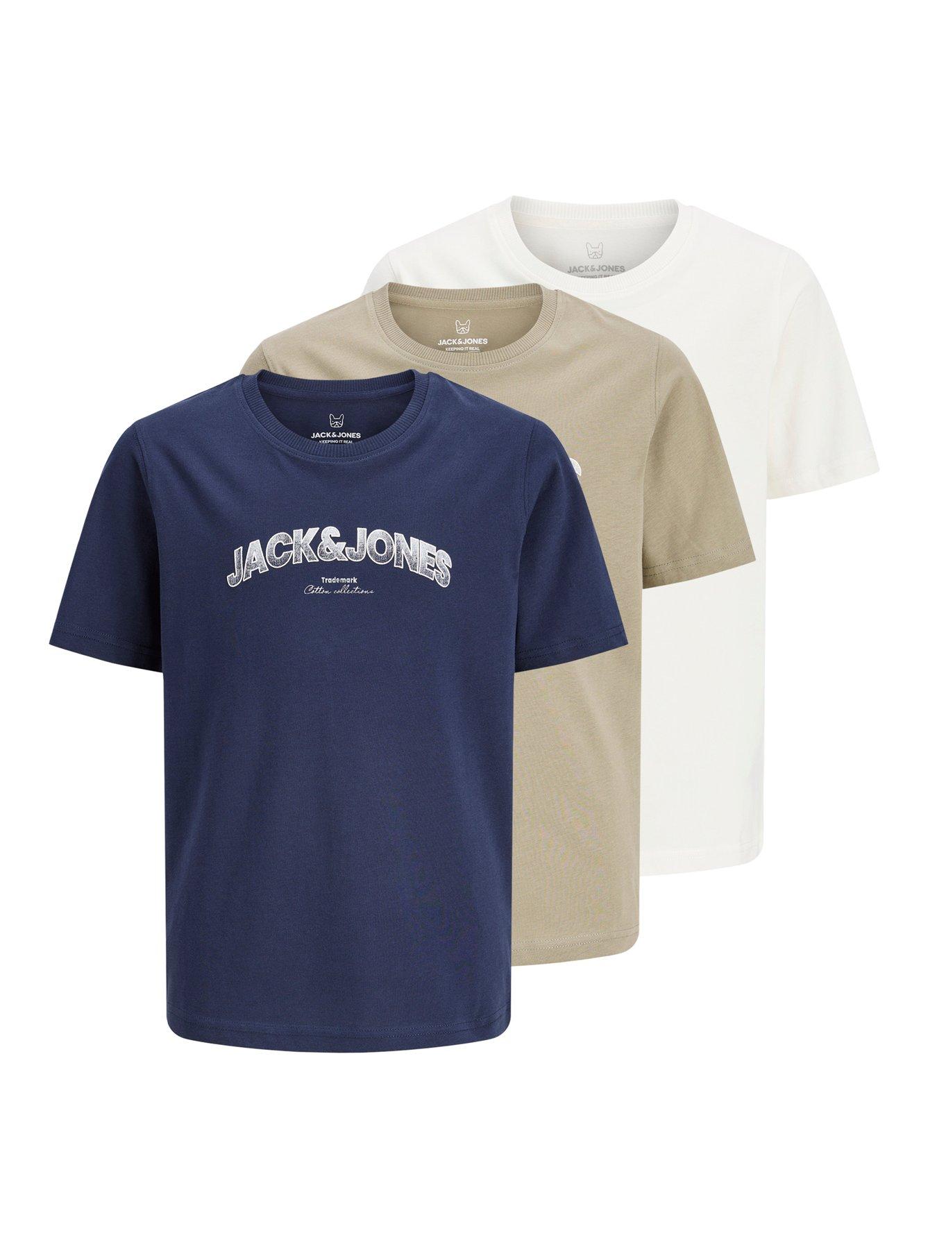 Jack & Jones Junior Boys Avery 3 Pack Short Sleeve Tshirts - Multi