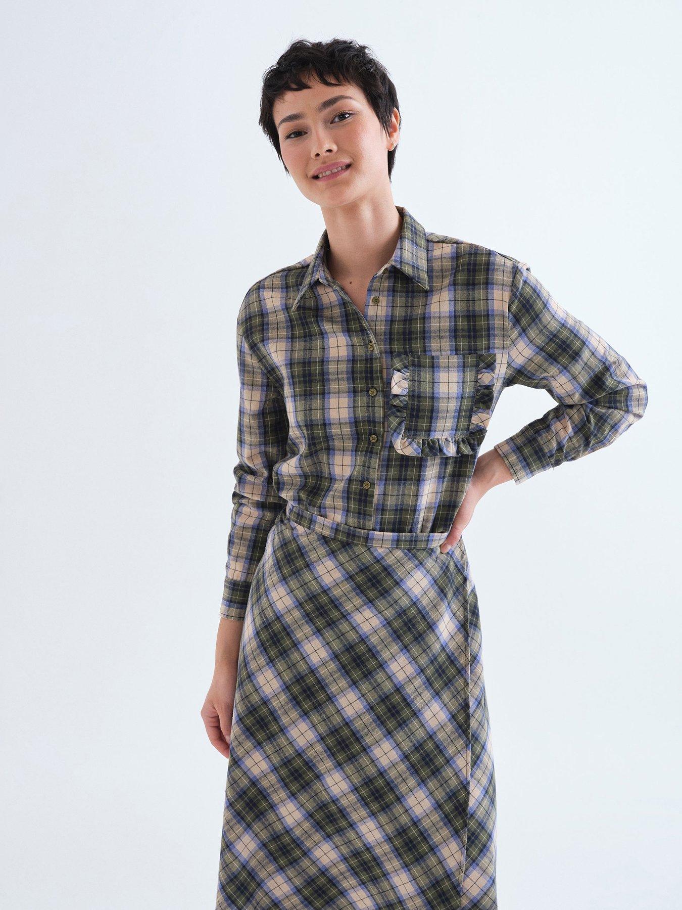 Compania Fantastica Plaid Ruffle Shirt - Green