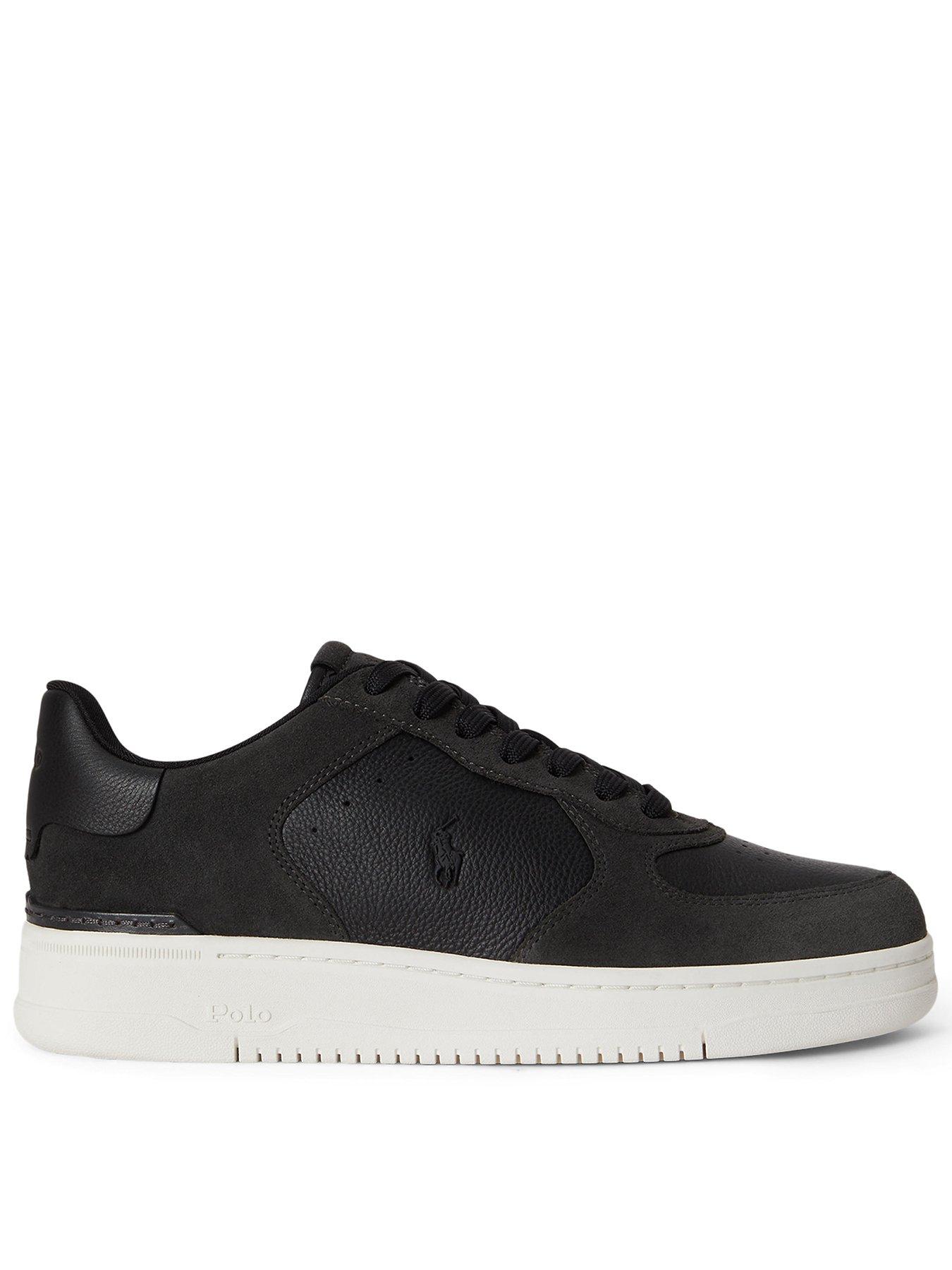 Image 1 of 5 of Polo Ralph Lauren Mens Masters Court Nubuck And Leather Trainers - Black
