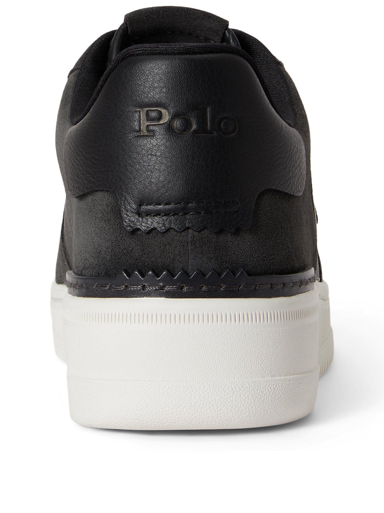 Image 3 of 5 of Polo Ralph Lauren Mens Masters Court Nubuck And Leather Trainers - Black