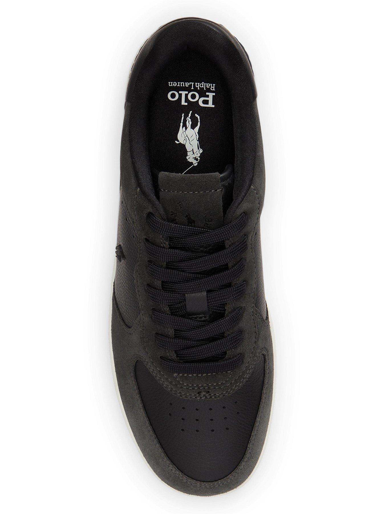 Image 4 of 5 of Polo Ralph Lauren Mens Masters Court Nubuck And Leather Trainers - Black