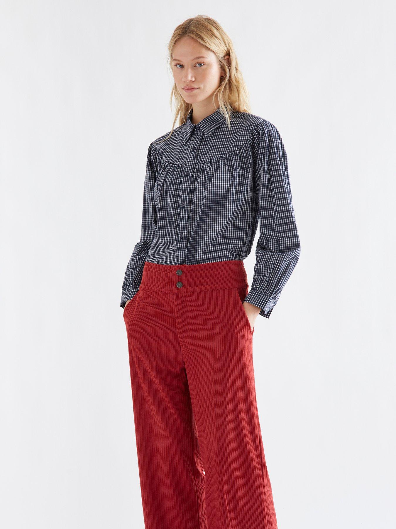 Image 1 of 5 of Compania Fantastica Women's Checked Button-Through Shirt - Blue