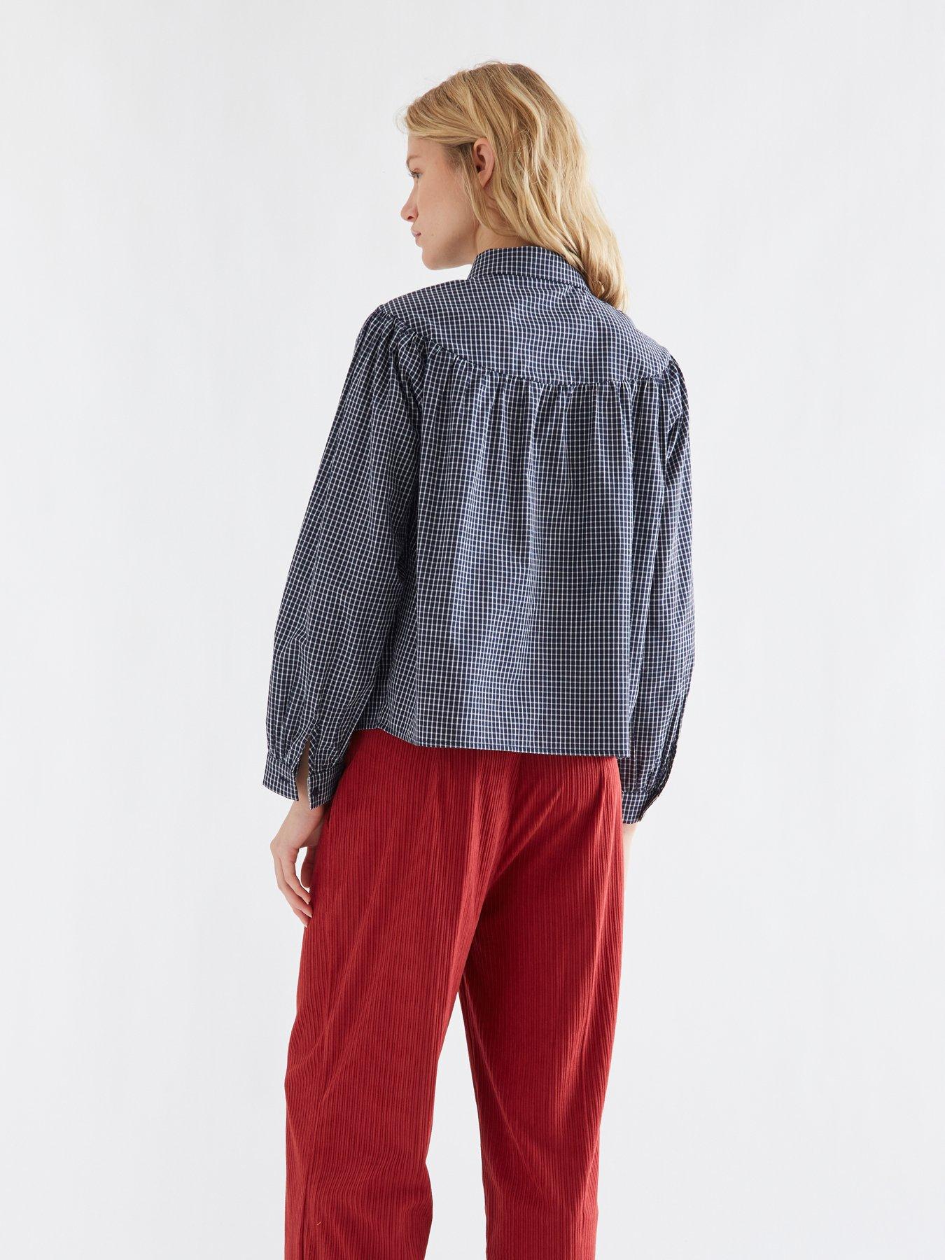 Image 2 of 5 of Compania Fantastica Women's Checked Button-Through Shirt - Blue