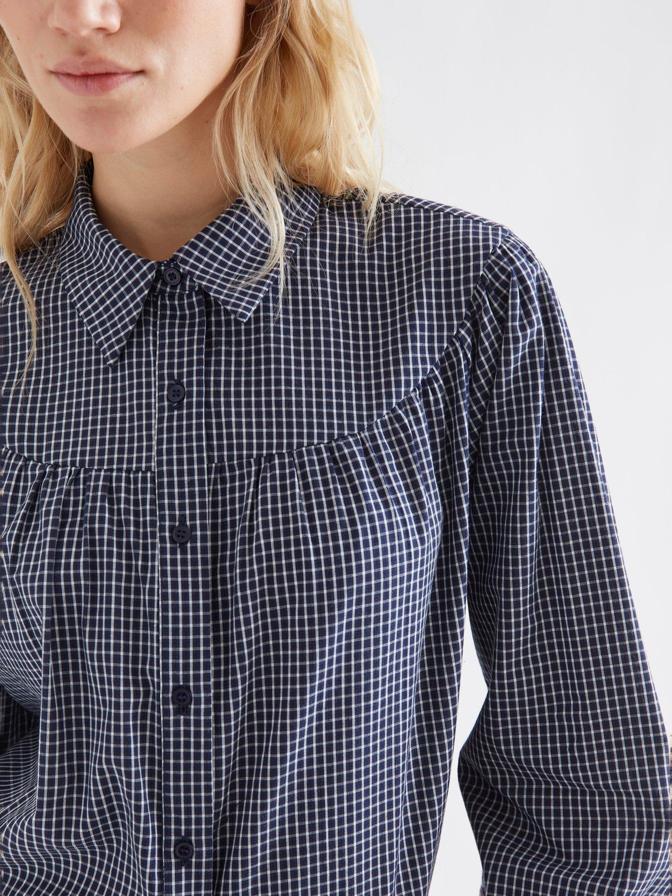 Image 5 of 5 of Compania Fantastica Women's Checked Button-Through Shirt - Blue