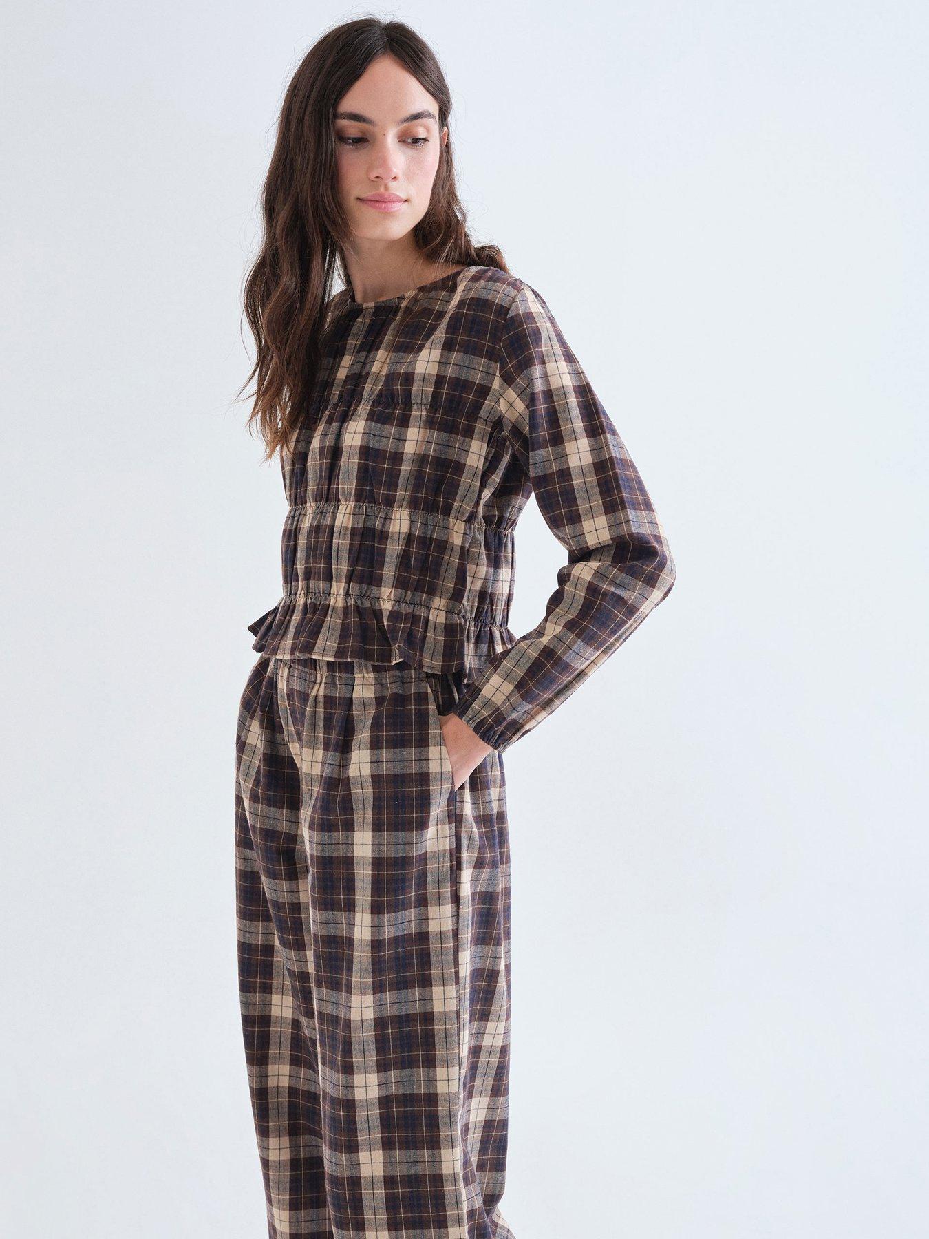 Compania Fantastica Plaid Blouse - Brown