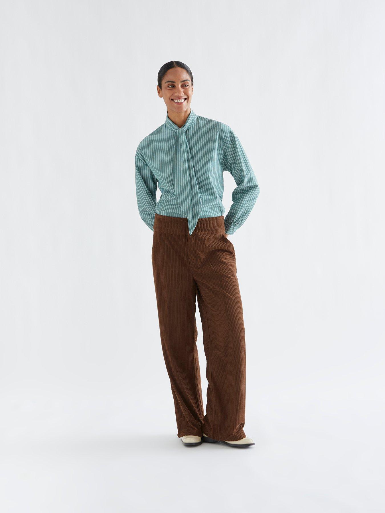 Image 3 of 5 of Compania Fantastica Stripe Tie Neck Shirt - Green