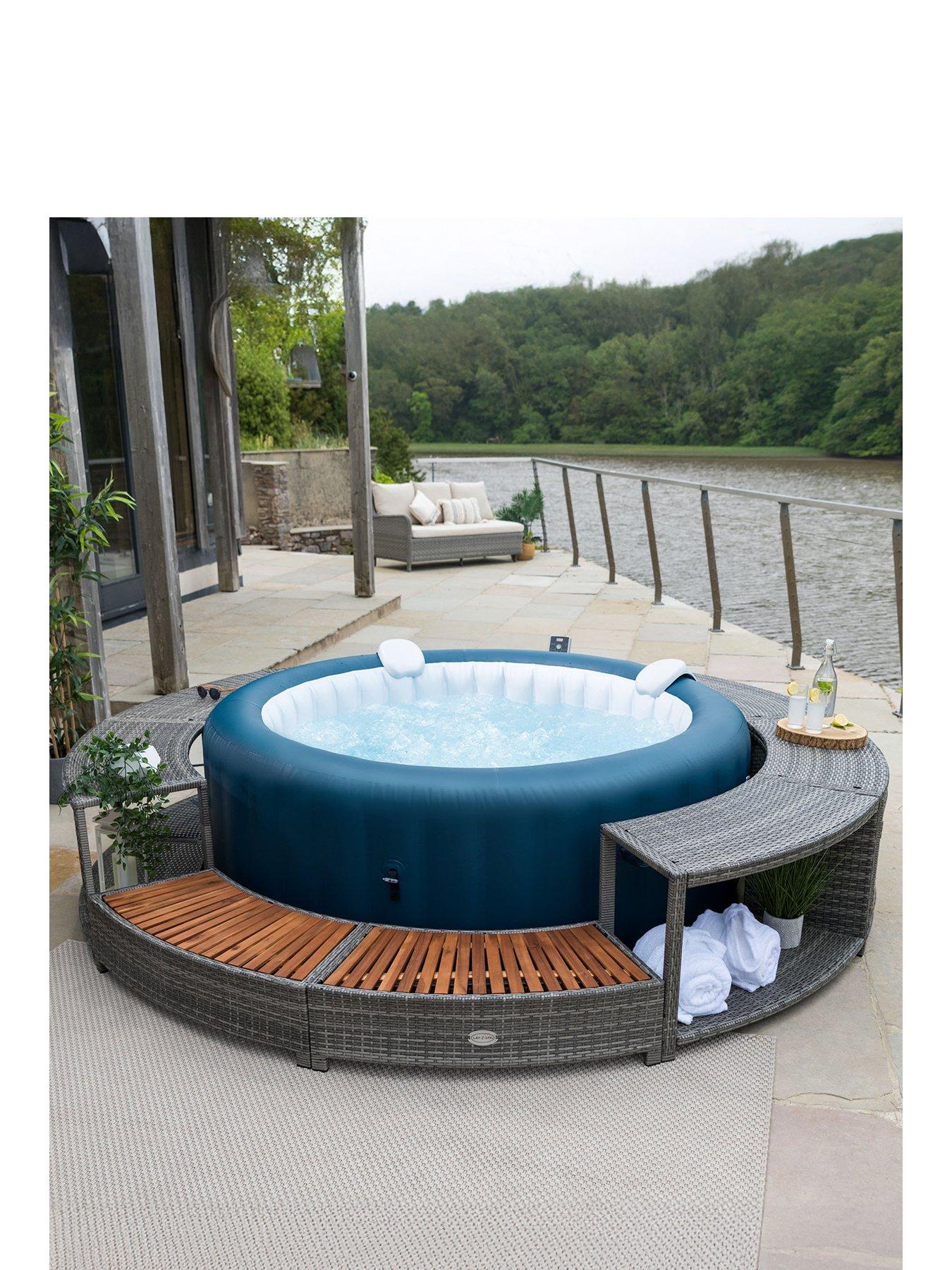 Lay-Z-Spa Round Rattan Hot Tub Surround with Storage 200cm, Grey