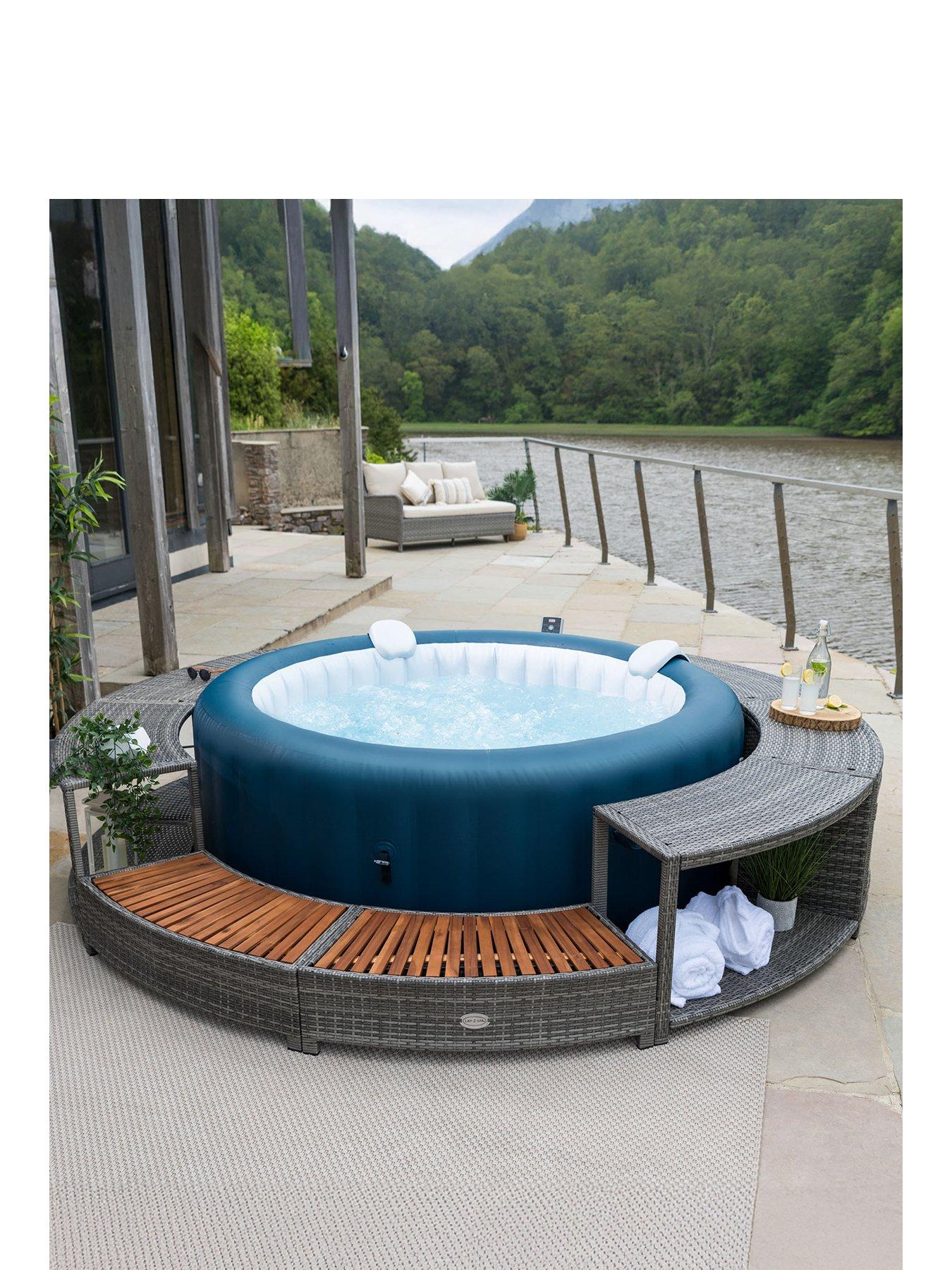 Lay-Z-Spa Round Rattan Hot Tub Surround with Storage 180cm, Grey