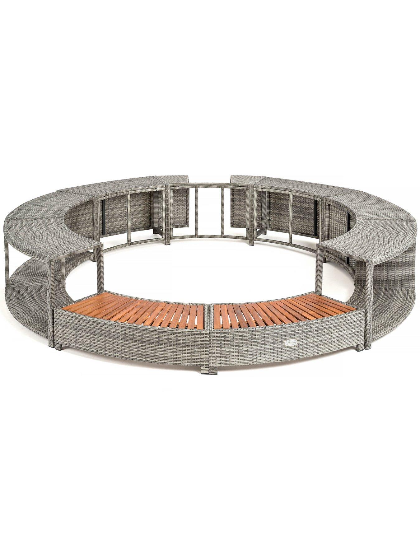Image 2 of 7 of Lay-Z-Spa Round Rattan Hot Tub Surround with Storage 180cm, Grey