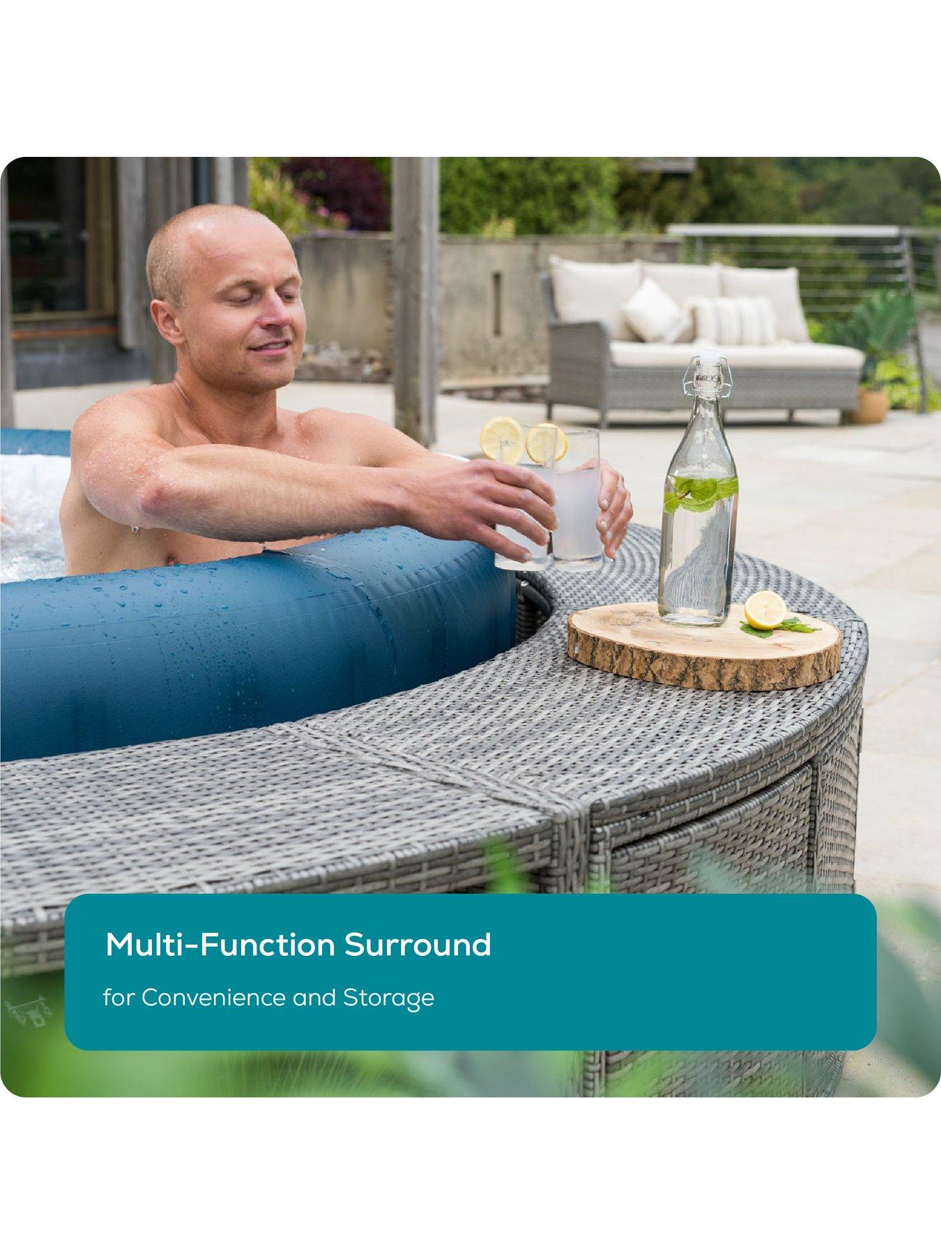 Image 3 of 7 of Lay-Z-Spa Round Rattan Hot Tub Surround with Storage 180cm, Grey