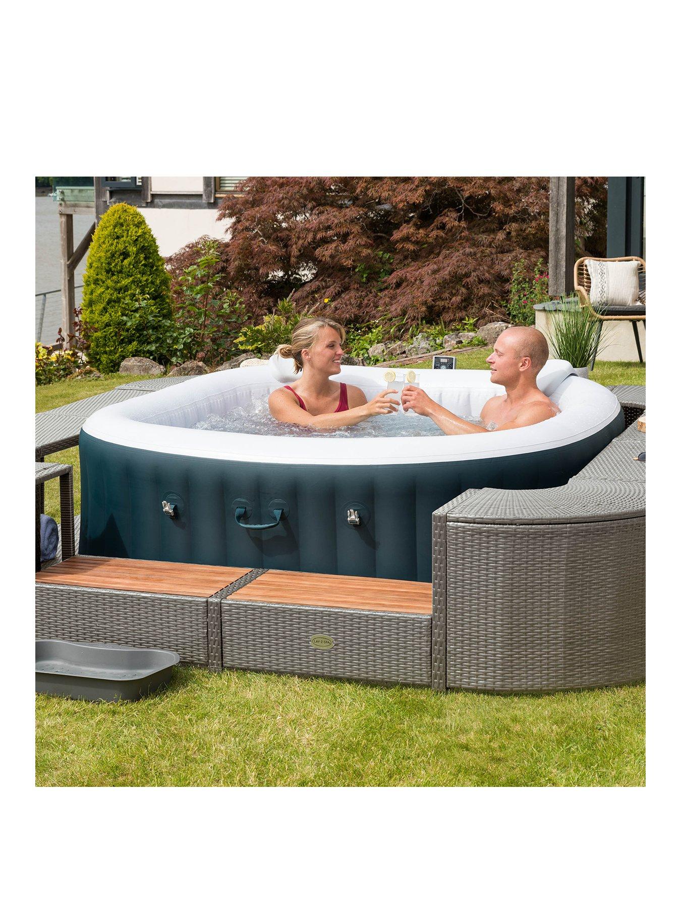 Lay-Z-Spa Square Rattan Hot Tub Surround with Storage 188cm, Grey