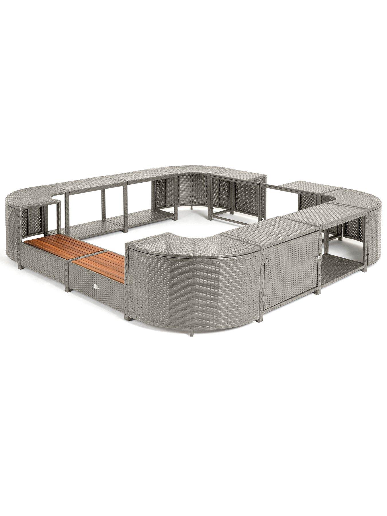 Image 2 of 7 of Lay-Z-Spa Square Rattan Hot Tub Surround with Storage 188cm, Grey