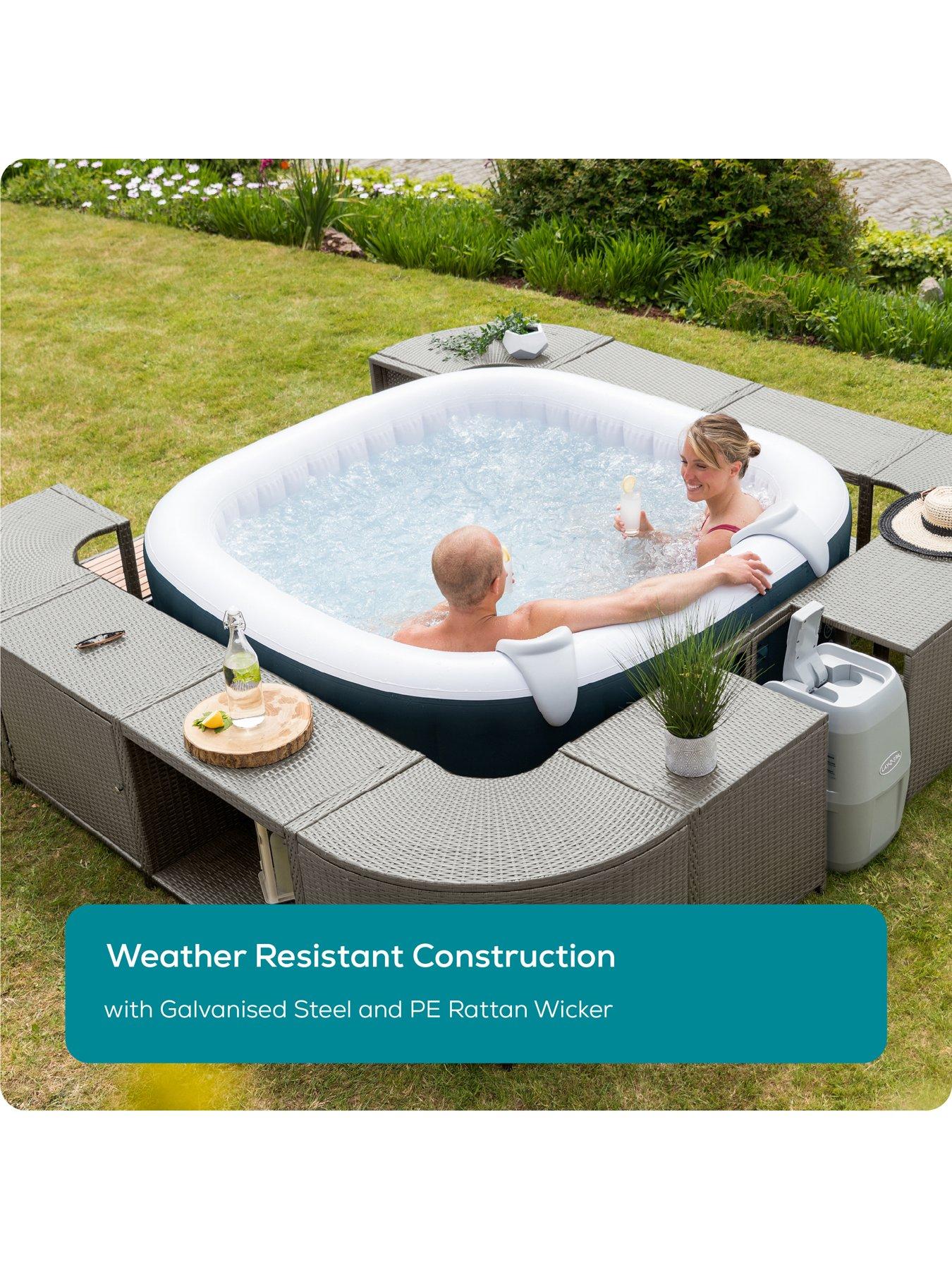 Image 4 of 7 of Lay-Z-Spa Square Rattan Hot Tub Surround with Storage 188cm, Grey