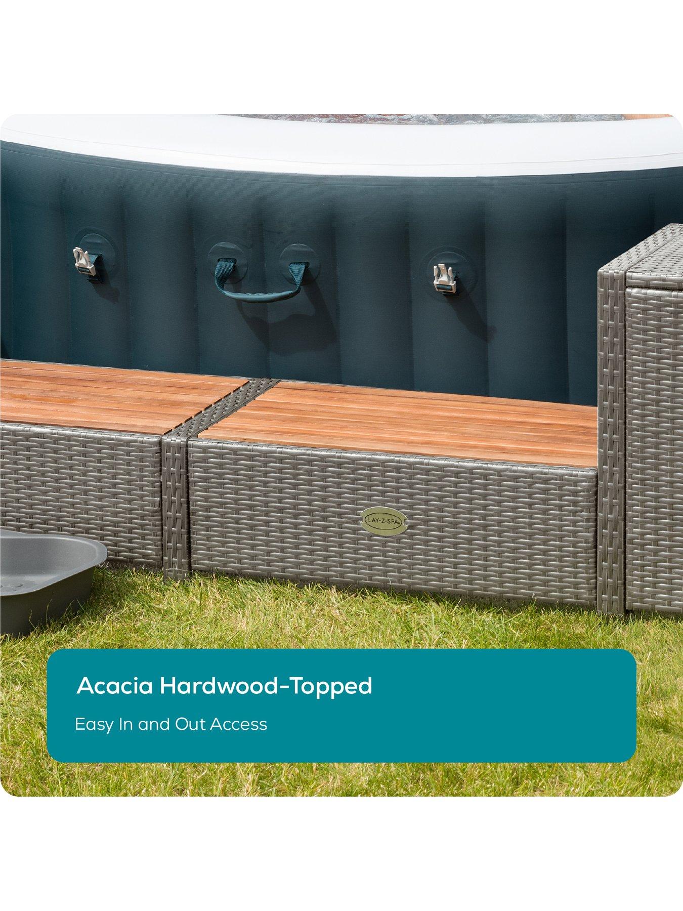 Image 5 of 7 of Lay-Z-Spa Square Rattan Hot Tub Surround with Storage 188cm, Grey