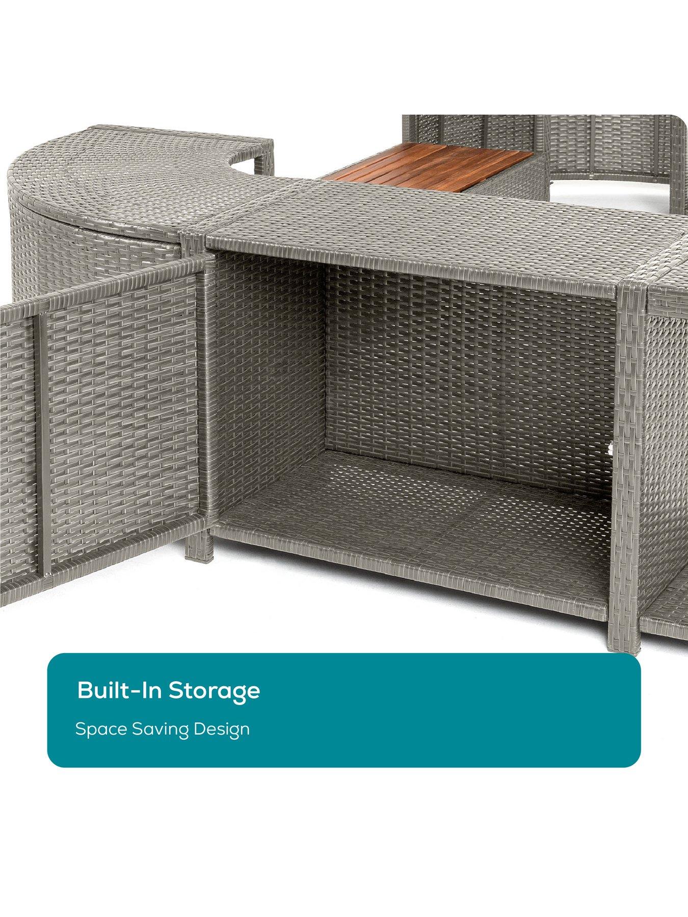 Image 6 of 7 of Lay-Z-Spa Square Rattan Hot Tub Surround with Storage 188cm, Grey