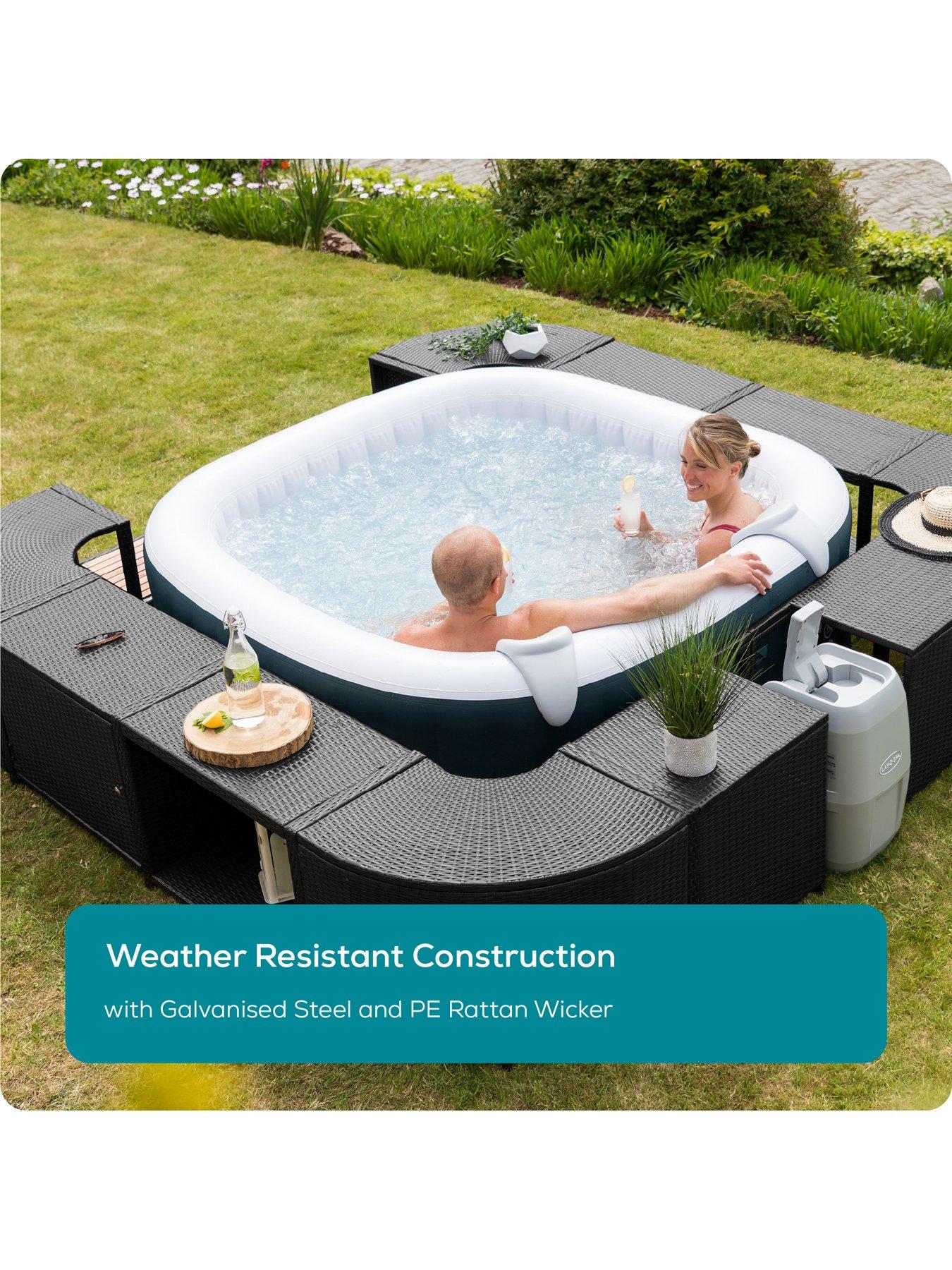 Image 4 of 7 of Lay-Z-Spa Square Rattan Hot Tub Surround with Storage 188cm, Black