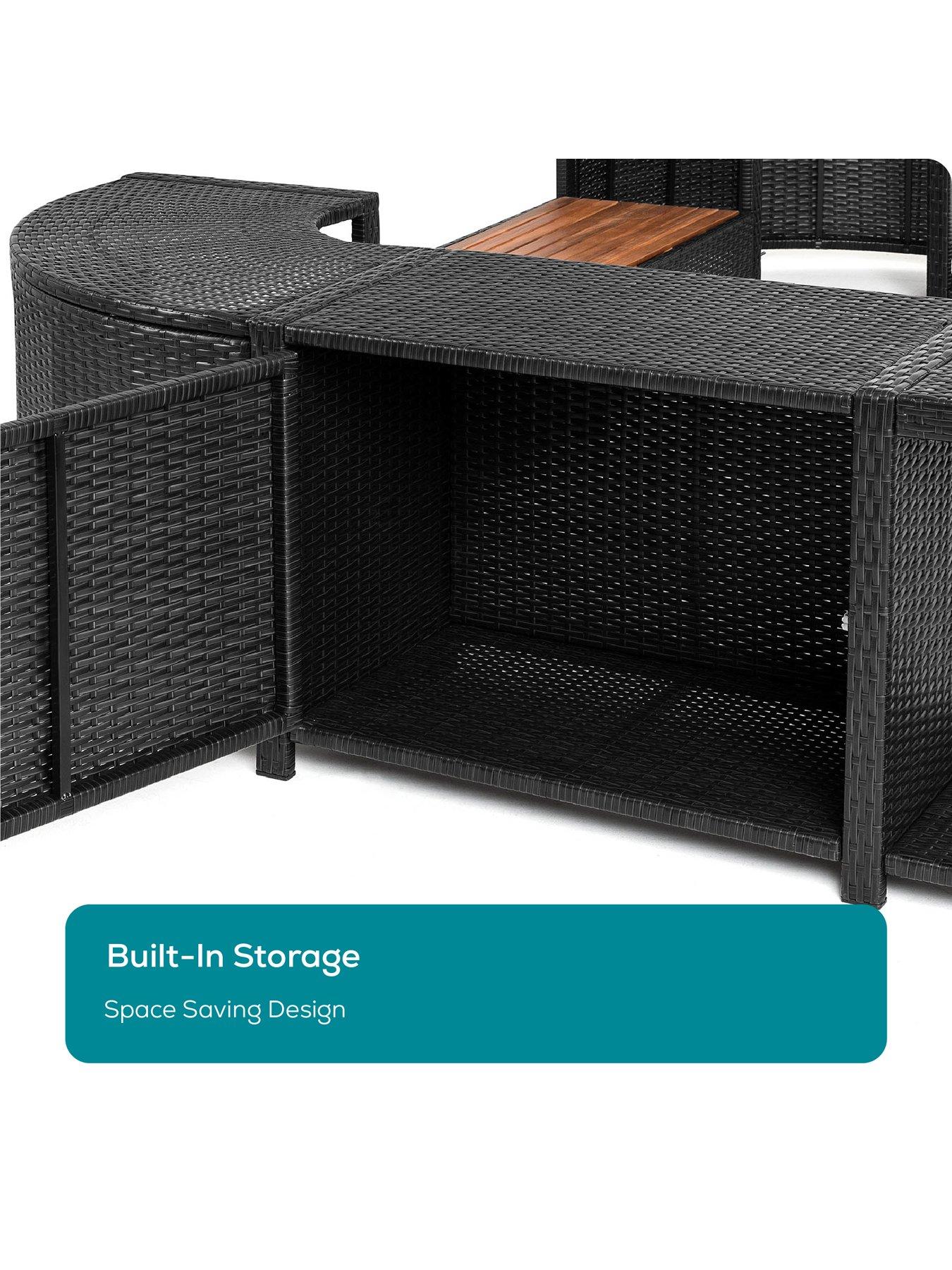 Image 6 of 7 of Lay-Z-Spa Square Rattan Hot Tub Surround with Storage 188cm, Black