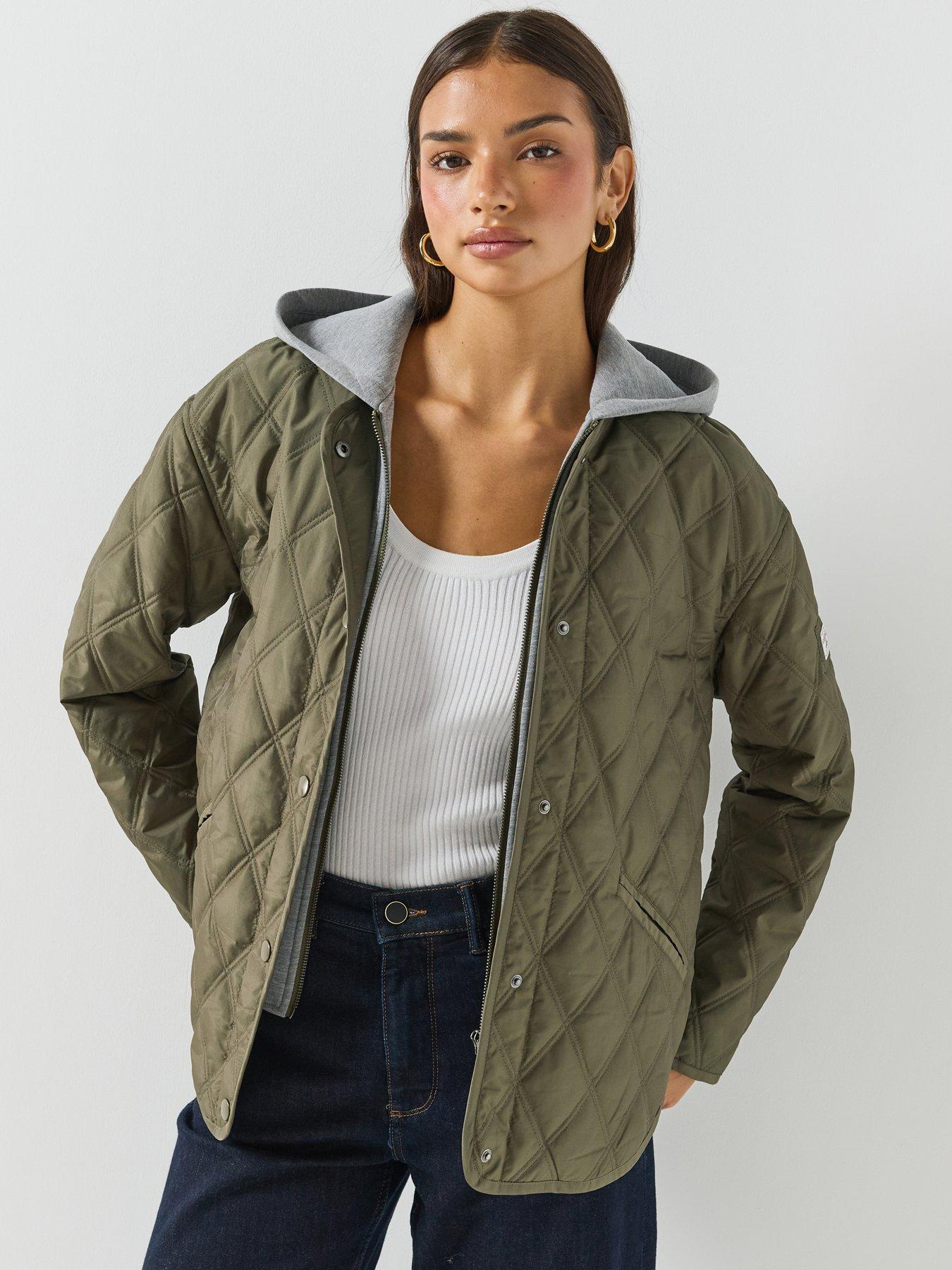 Image 1 of 6 of Guess Jeans Guess Jeans Quilted Hoodie - Green