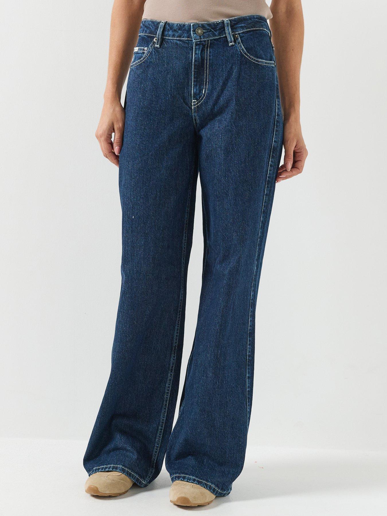 Image 1 of 5 of Guess Jeans Wide Leg Flap Pocket Jeans - Blue