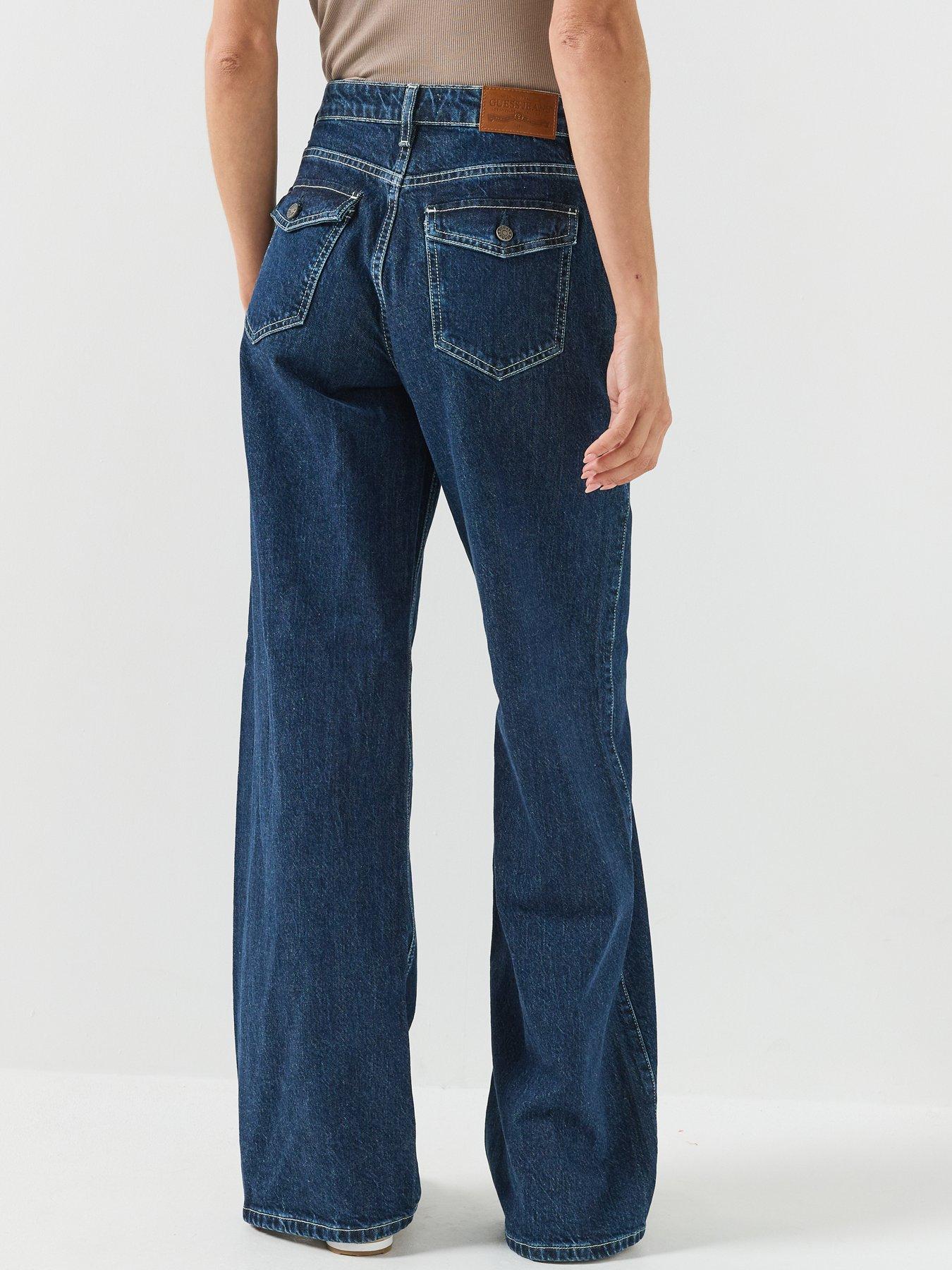 Image 2 of 5 of Guess Jeans Wide Leg Flap Pocket Jeans - Blue
