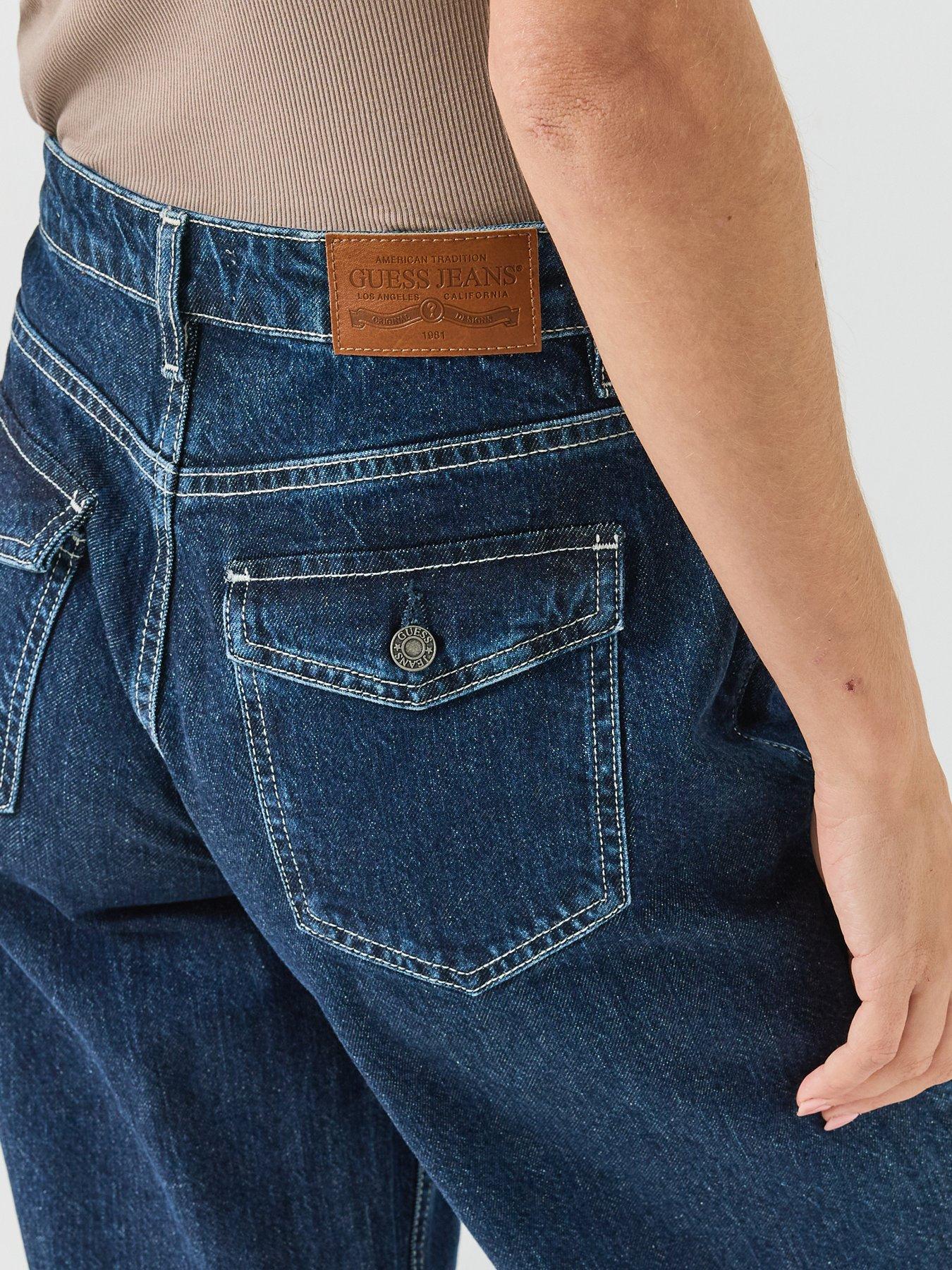 Image 4 of 5 of Guess Jeans Wide Leg Flap Pocket Jeans - Blue