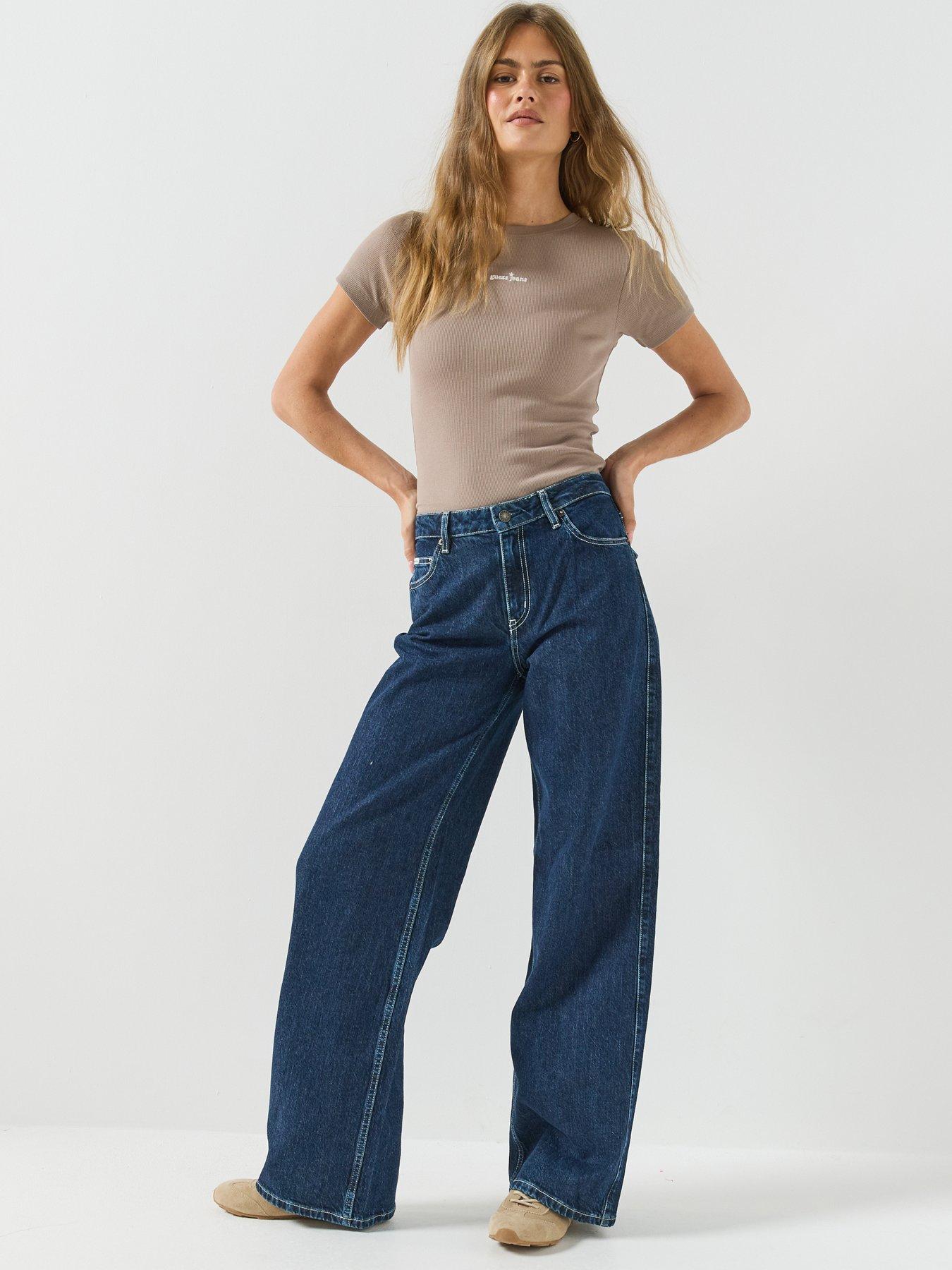 Image 5 of 5 of Guess Jeans Wide Leg Flap Pocket Jeans - Blue
